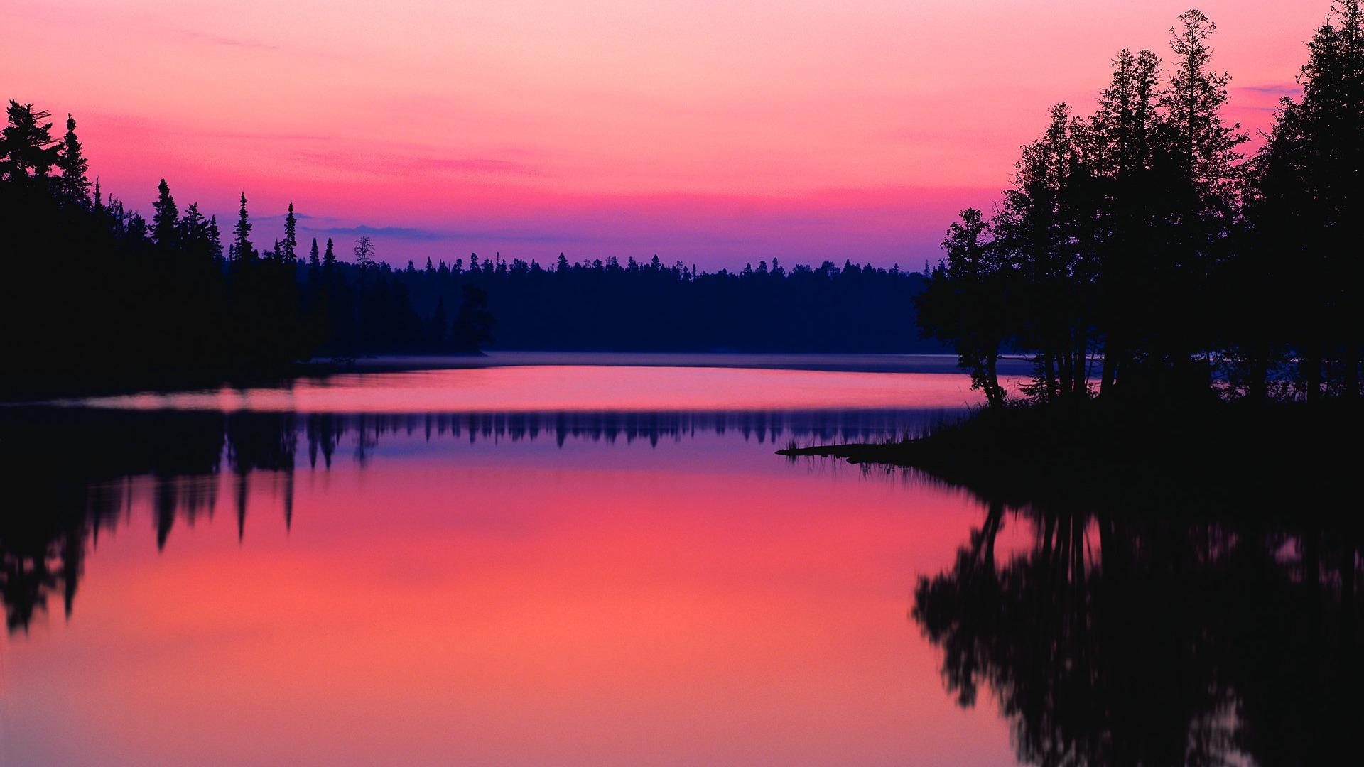 Sunset lake reflection wallpaperx1080