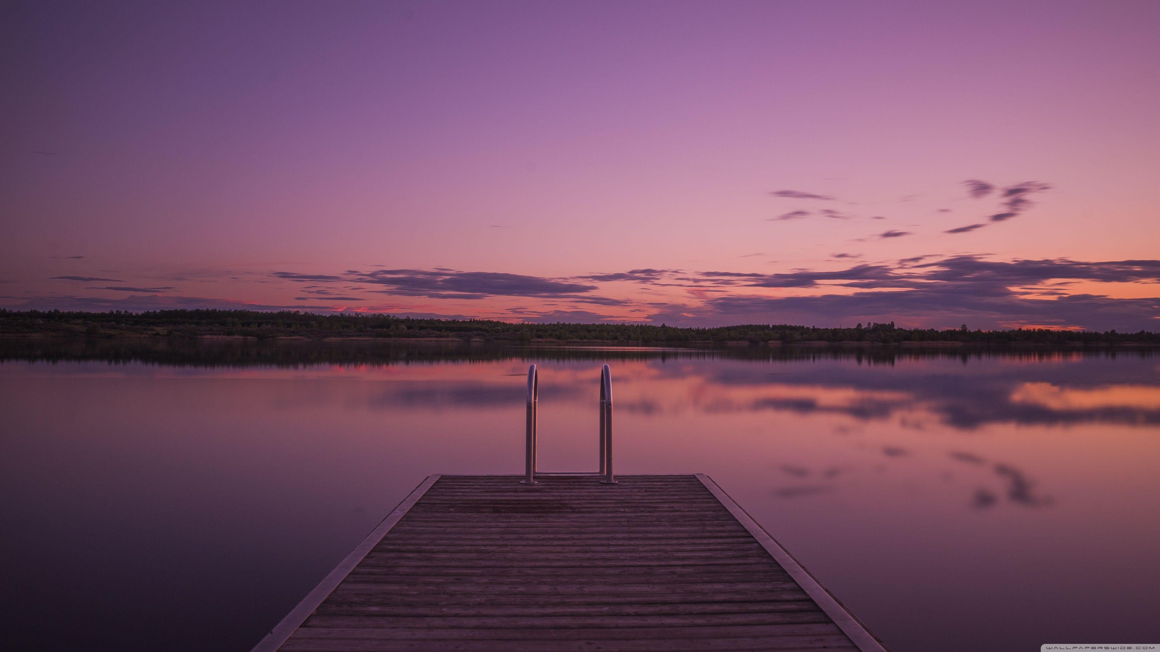 Purple Lake Sunset Wallpaper