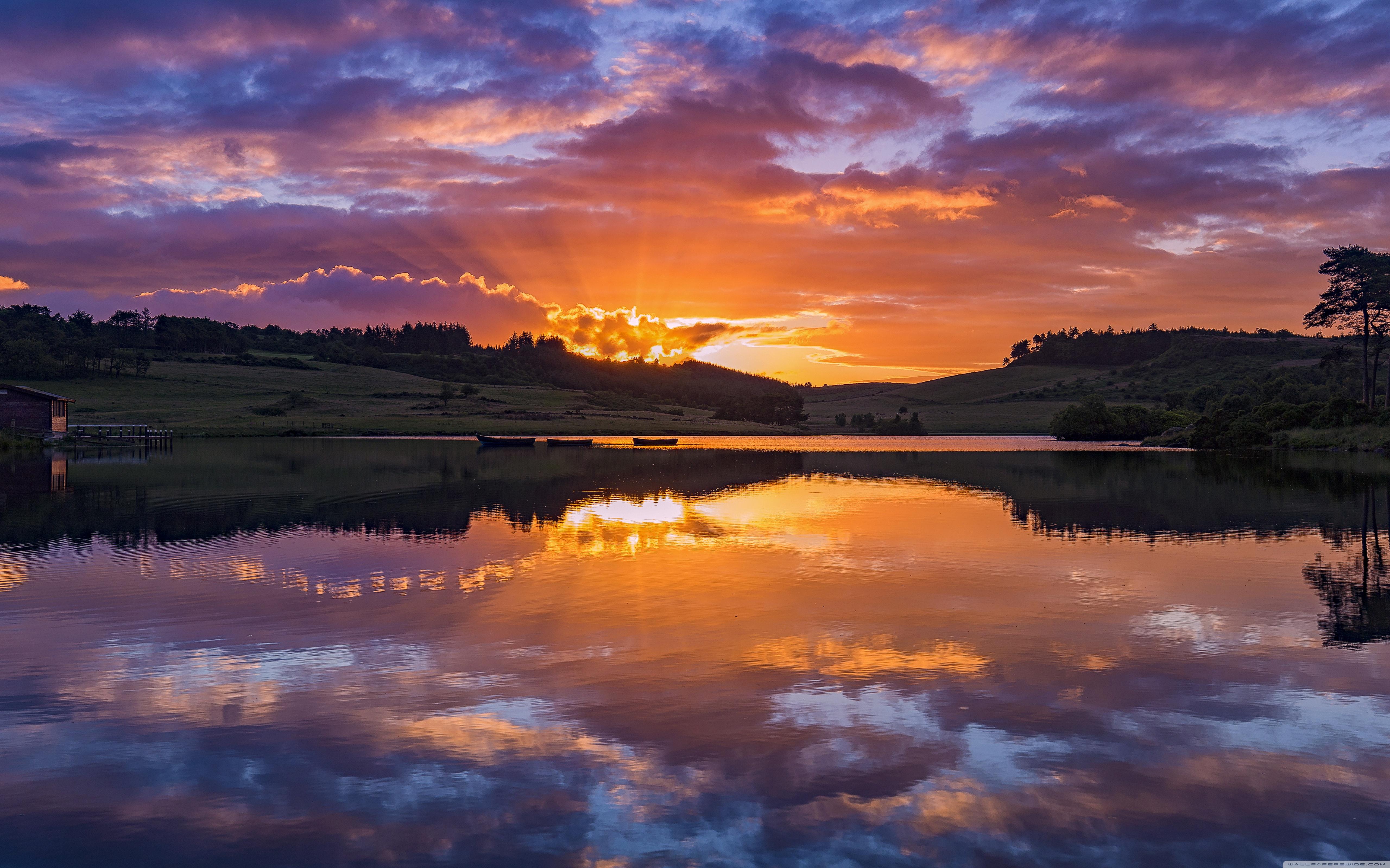 Beautiful Sunset Lake ❤ 4K HD Desktop Wallpaper for 4K Ultra HD TV