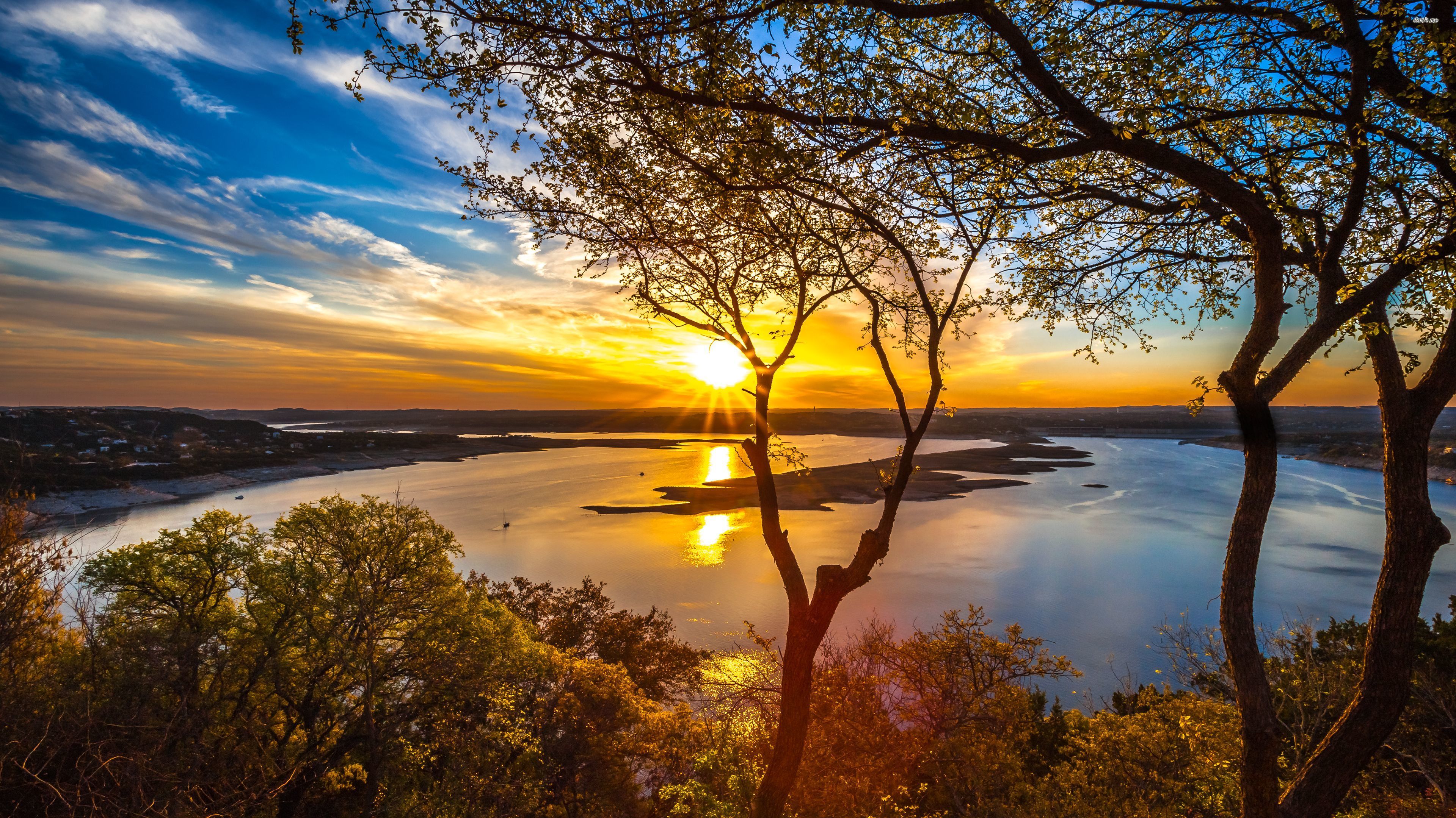Amazing sunset reflecting in the lake wallpaper wallpaper