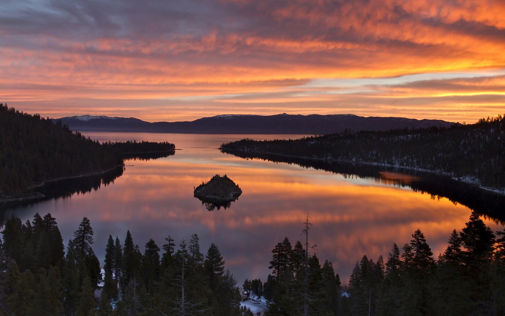 Download, Trees, Cute, lake, Water, Clouds, Free, Display, Colored