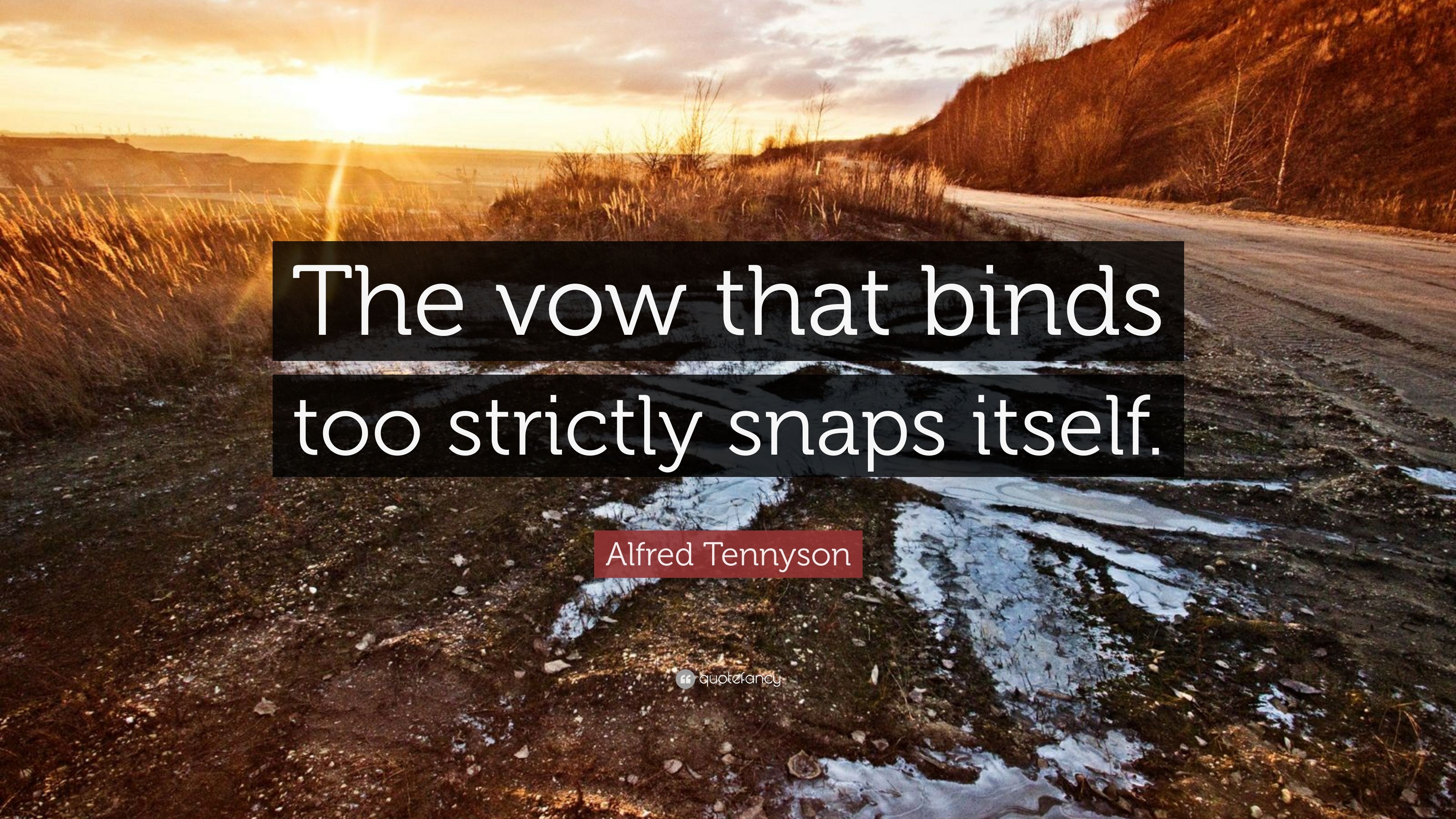Alfred Tennyson Quote: “The vow that binds too strictly snaps itself