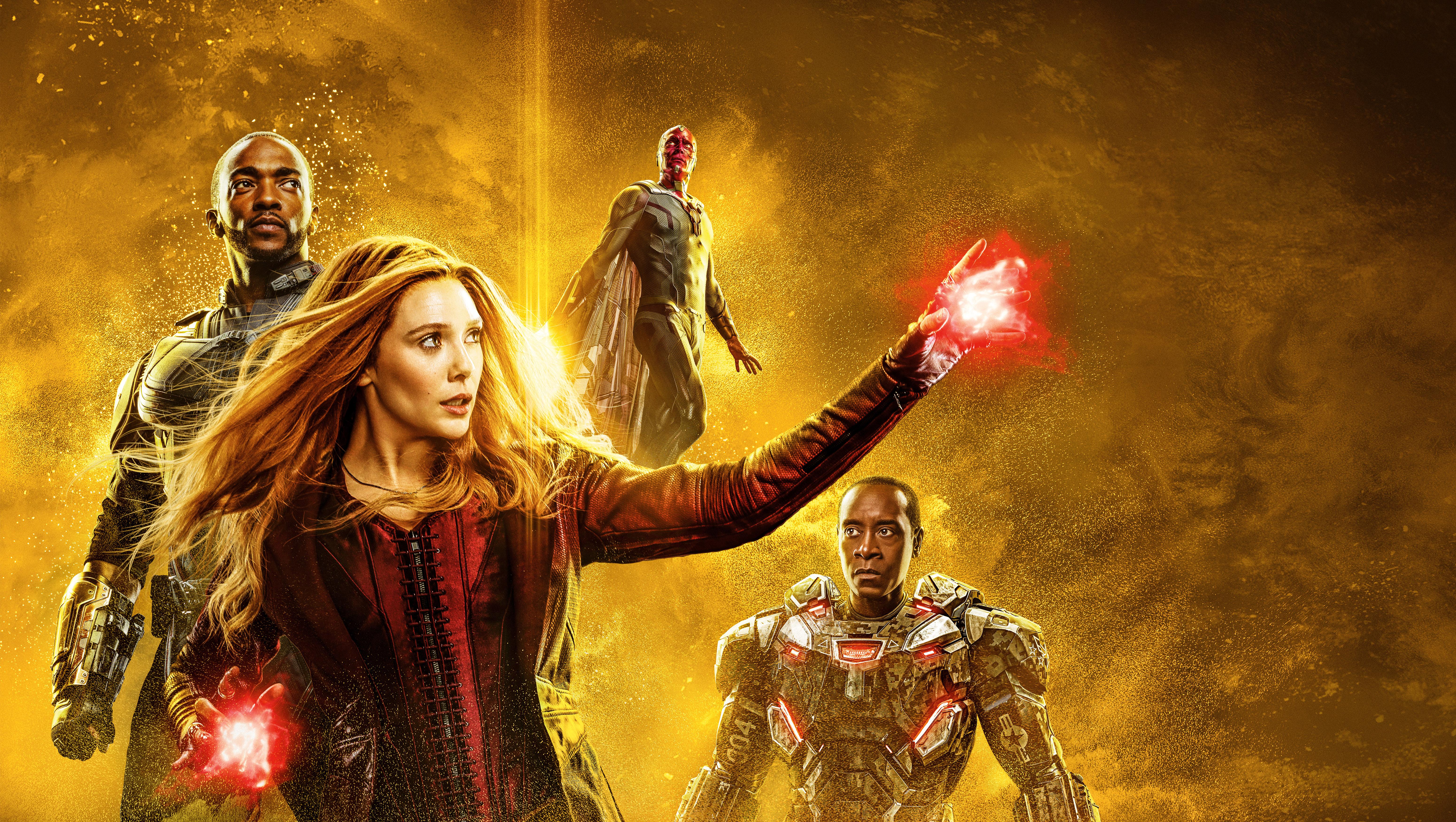 Wallpaper Avengers: Endgame, Falcon, Scarlet Witch, Vision, War