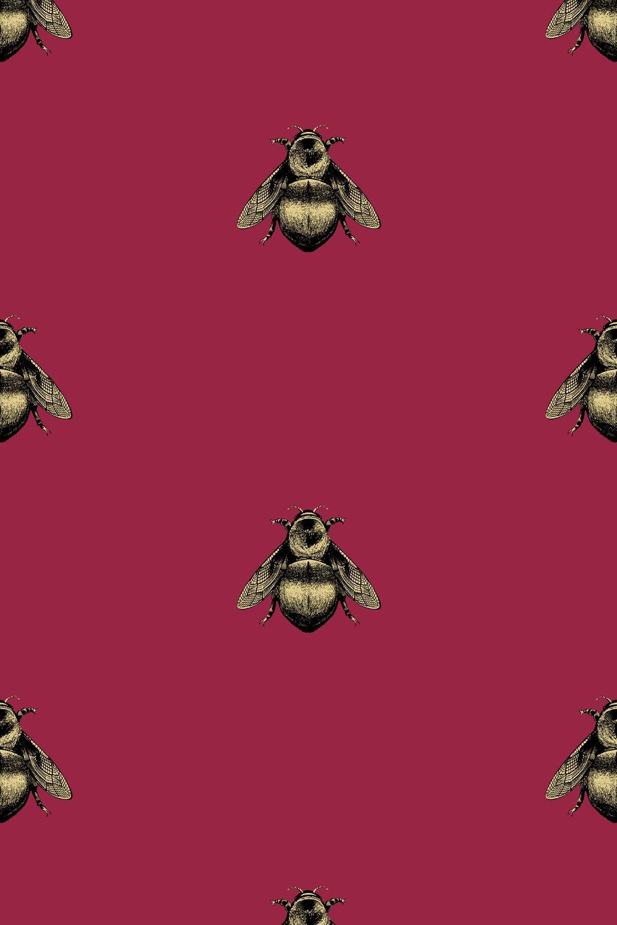 Napoleon Bee wallpaper Black & Gold on Red £90.00 Per Roll