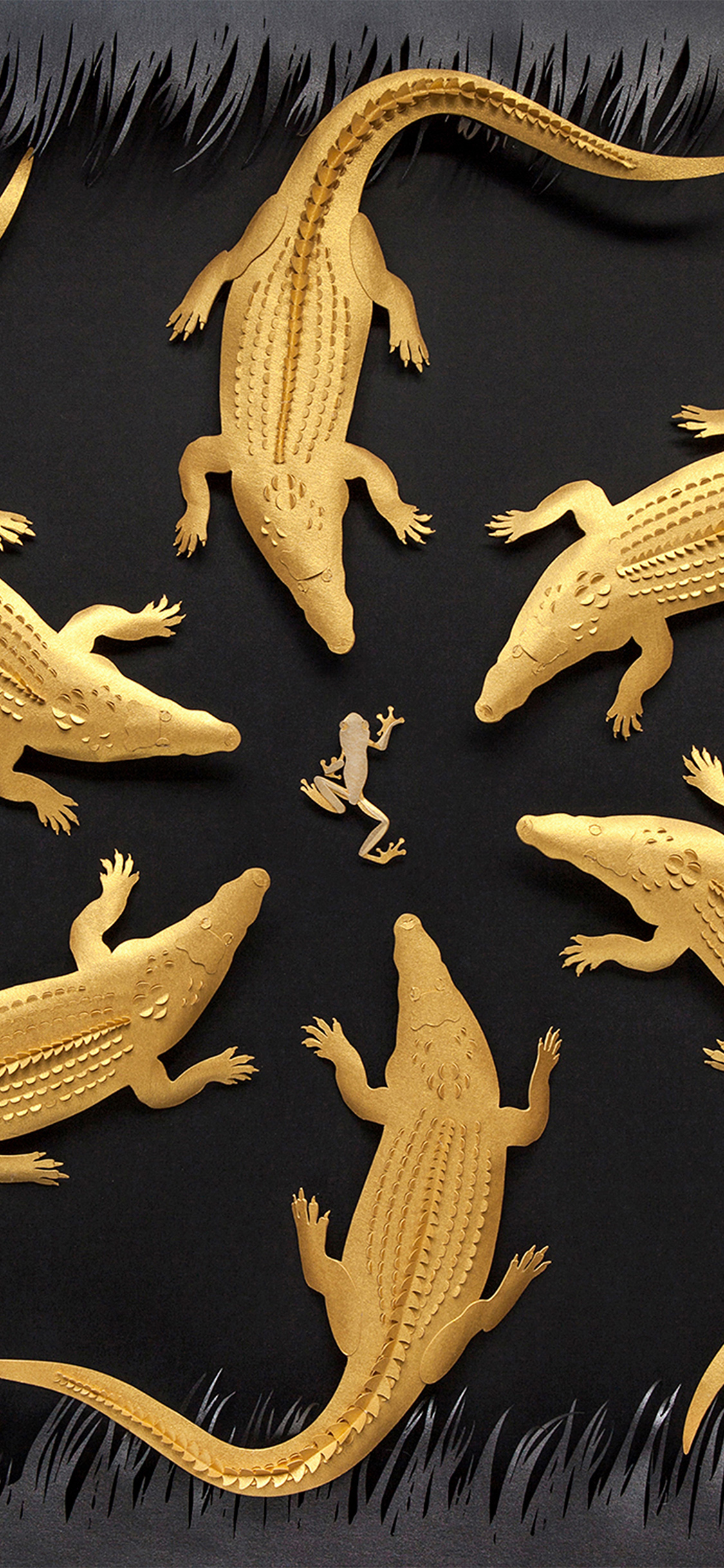 iPhone wallpaper. gold alligator frog