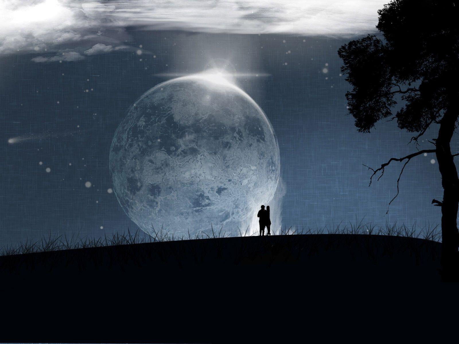 Valentines Wallpaper: Romantic Moonlight Picture. Moonbeams
