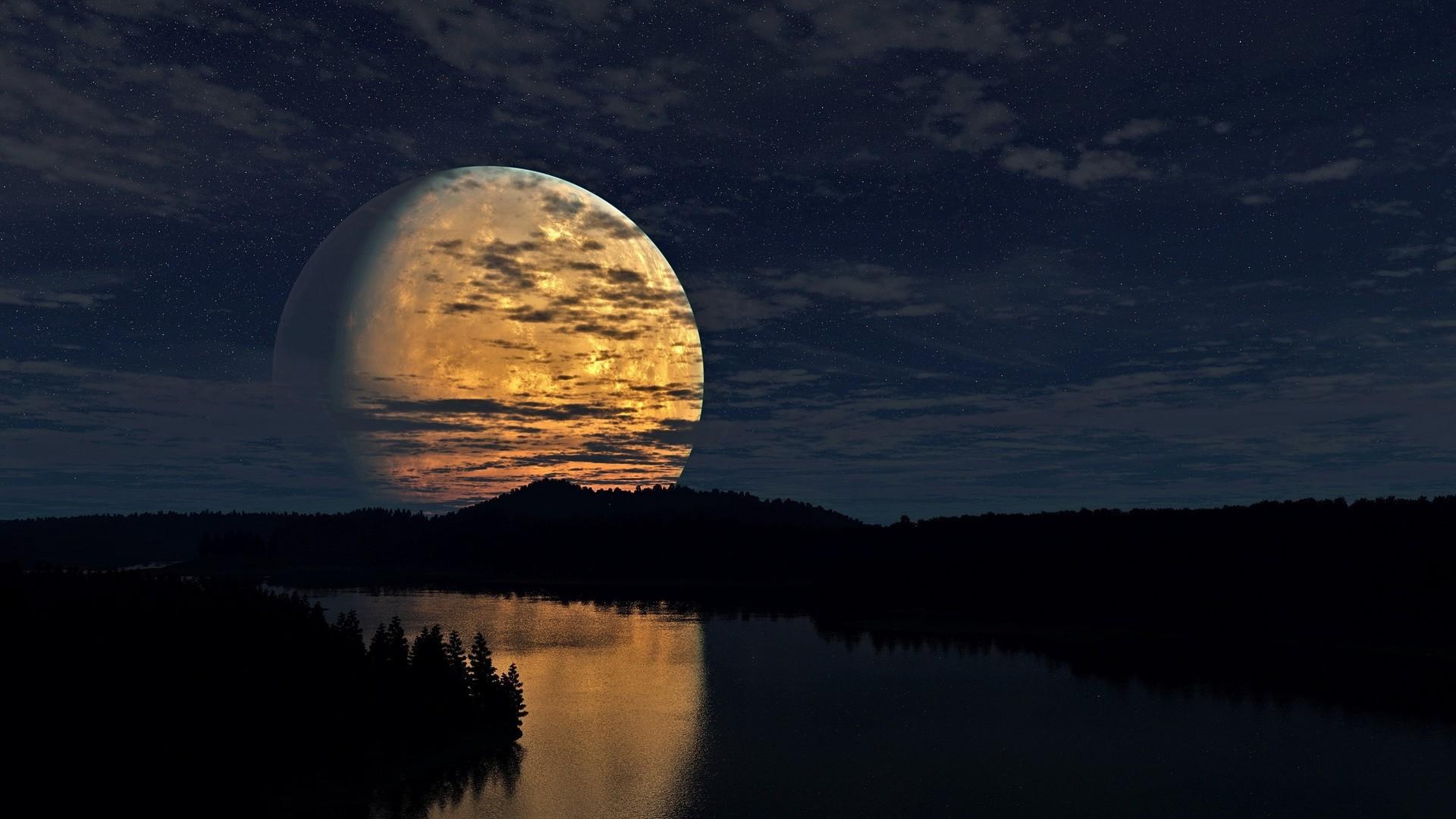 nature, Moon, River Wallpaper HD / Desktop and Mobile Background