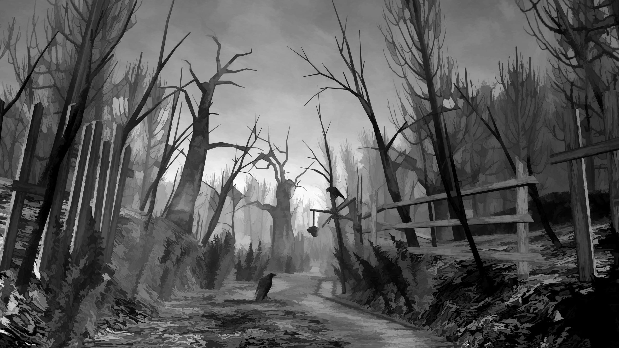 Dark Scary Forest Drawing