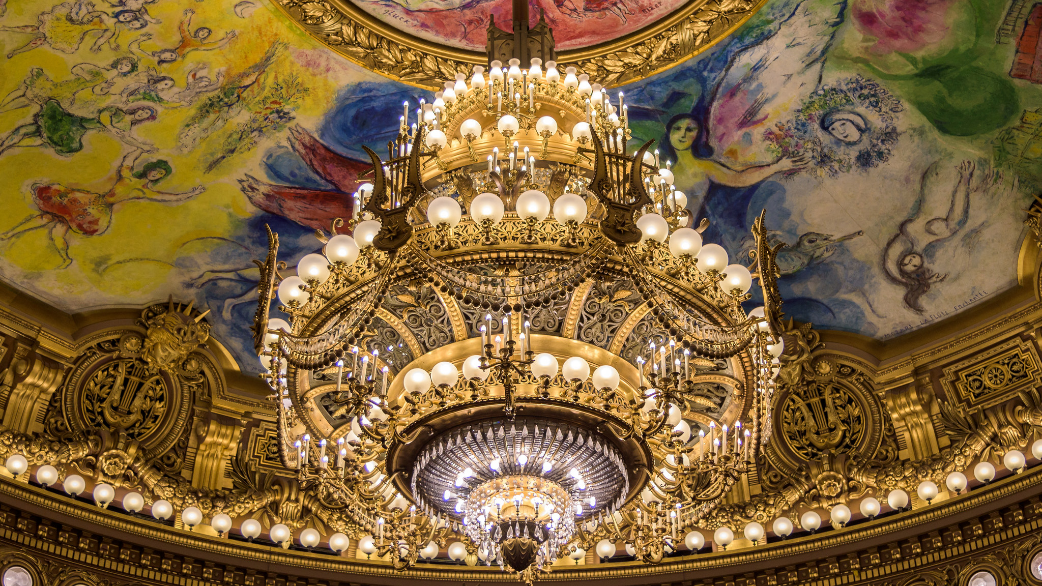 Chandelier in the Palais Garnier, Paris HD Wallpaper. Background