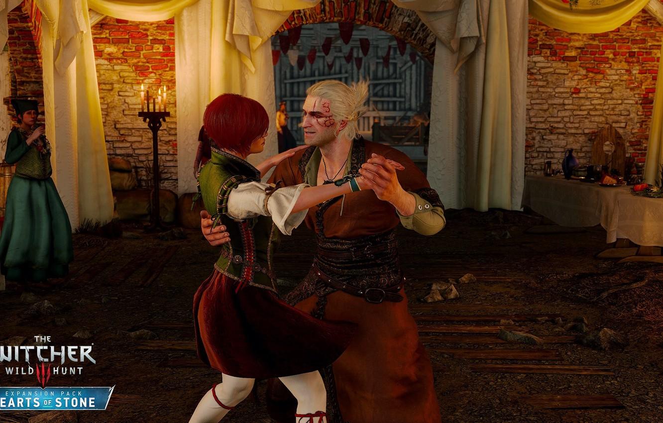 Wallpaper girl, dance, Geralt, DLC, The Witcher 3: Wild Hunt, Hearts