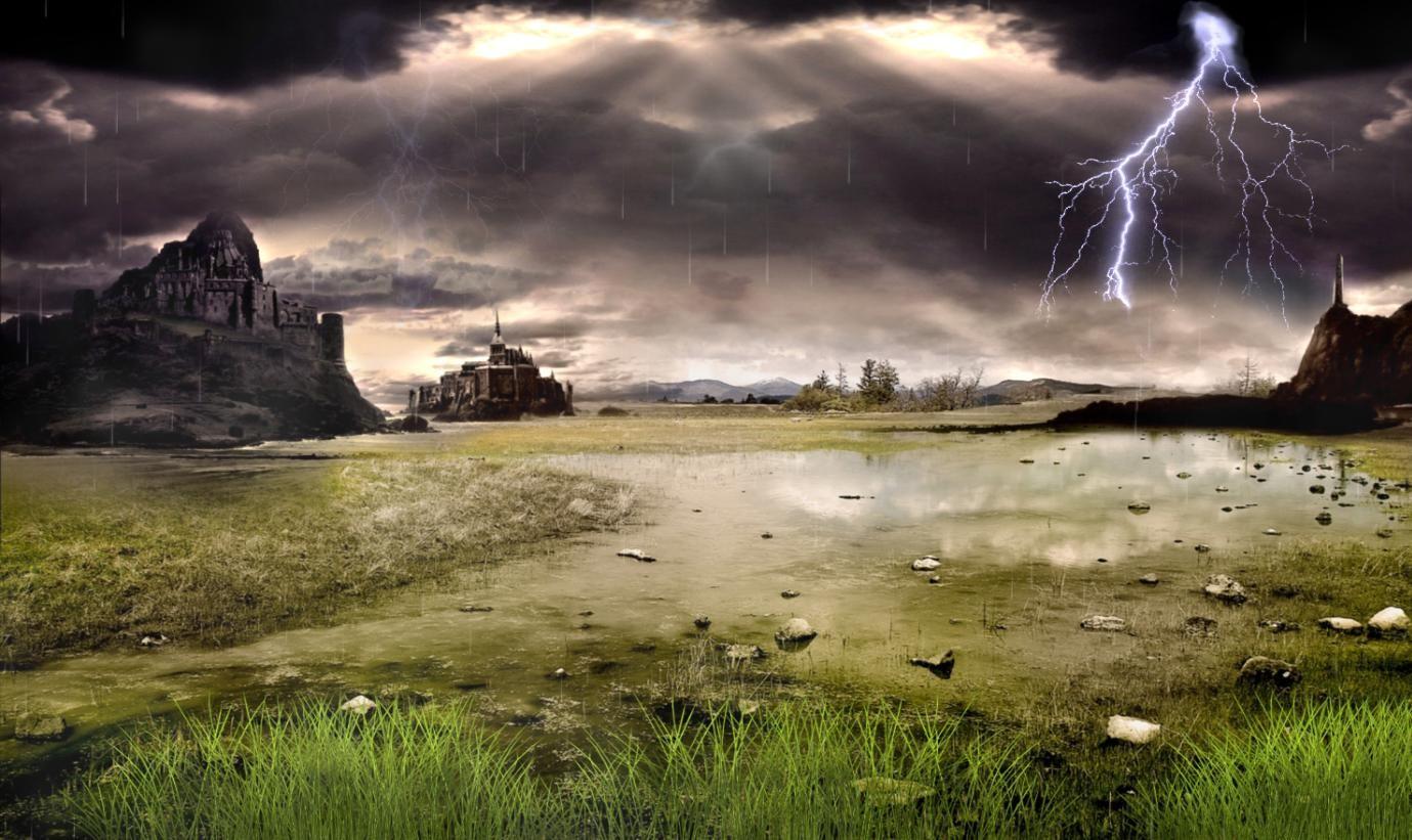 Thunderstorm Rain Field Animated Wallpaper. Background Wallpaper