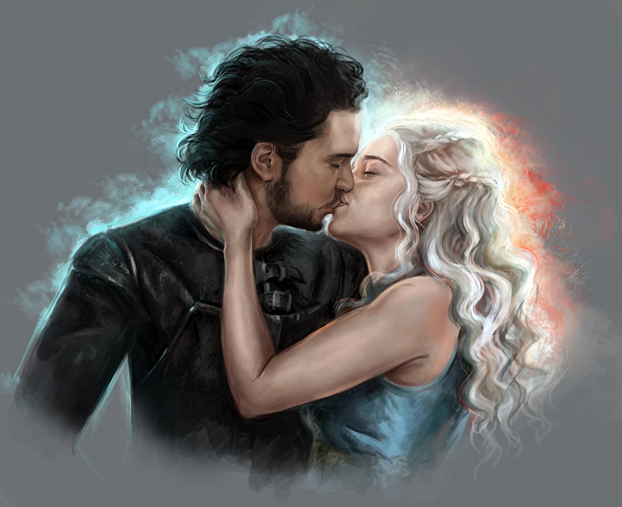 Wallpaper Game of Thrones Daenerys Targaryen Emilia Clarke Jon Snow