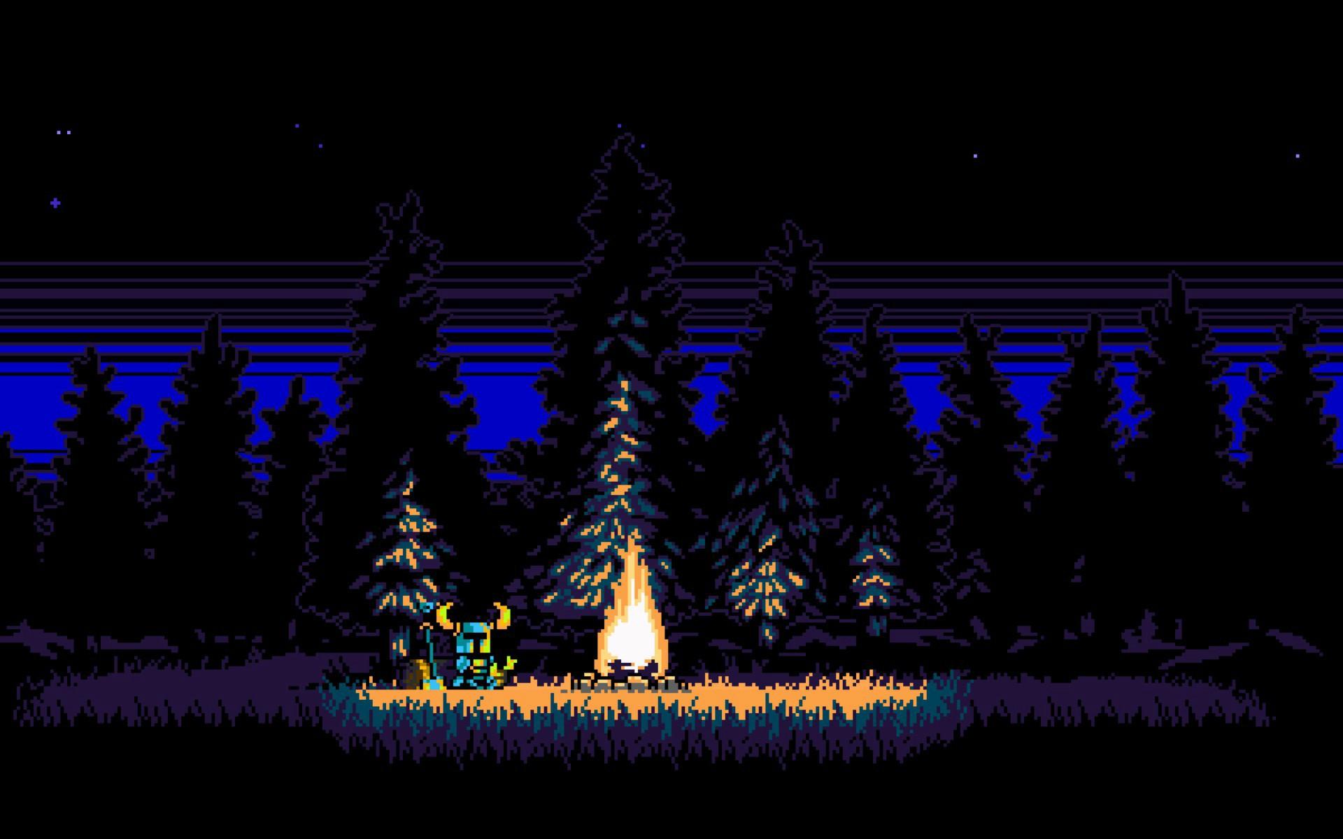 Shovel Knight by a Campfire [1920x1200]