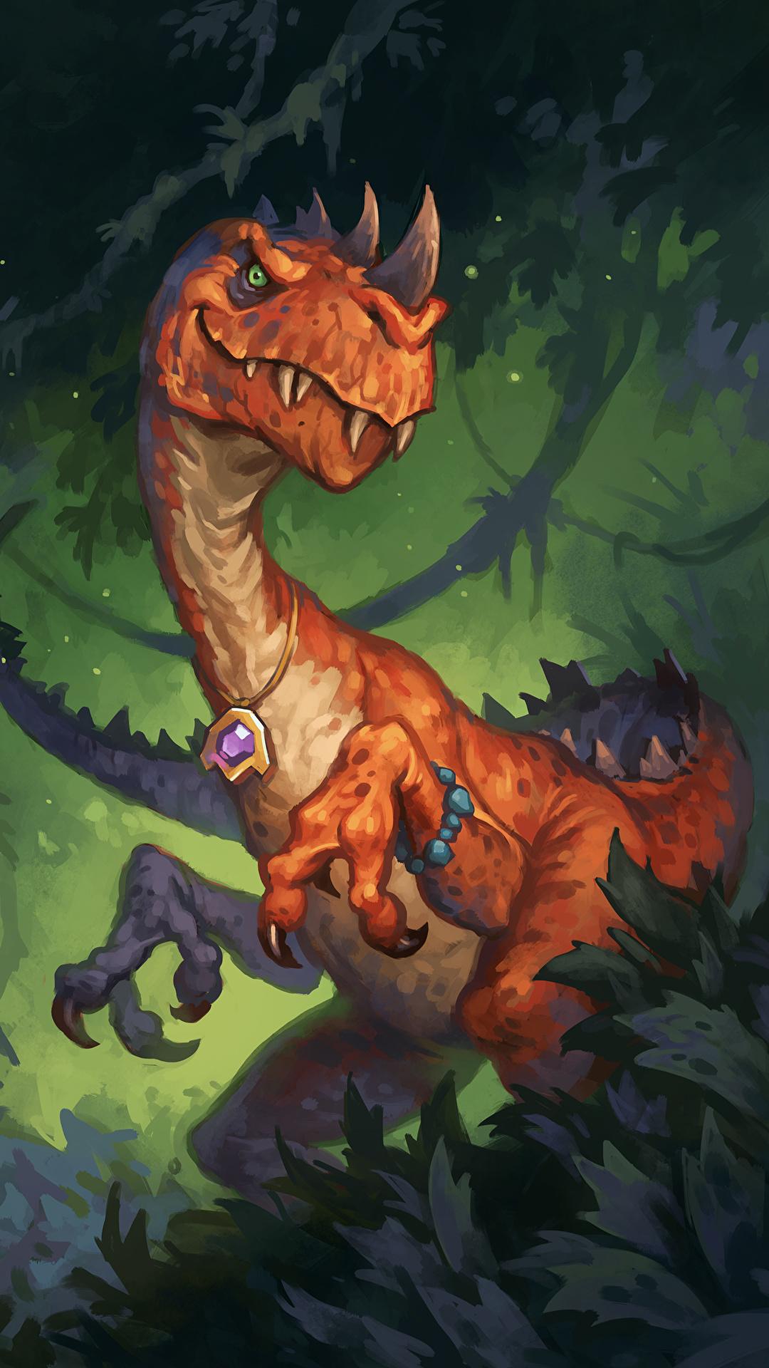 Wallpaper Hearthstone: Heroes of Warcraft Dinosaurs Raptor 1080x1920