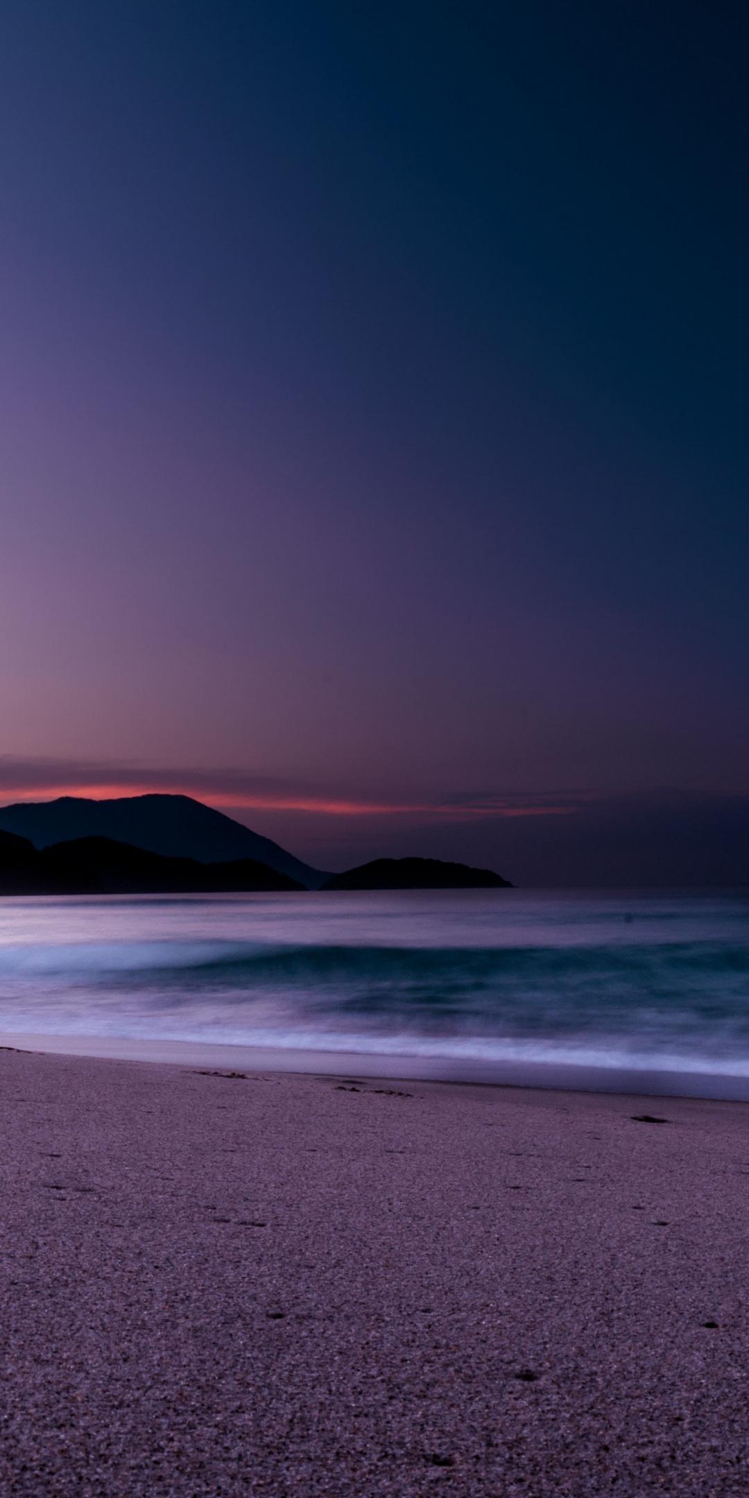 Download 1080x2160 wallpaper calm, beach, purple, sunset, honor 7x