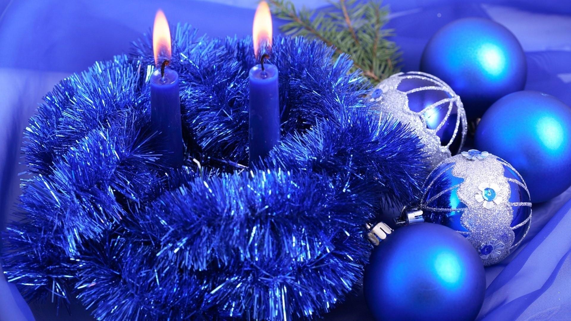 Blue Christmas Candles HD Wallpaper, Background Image