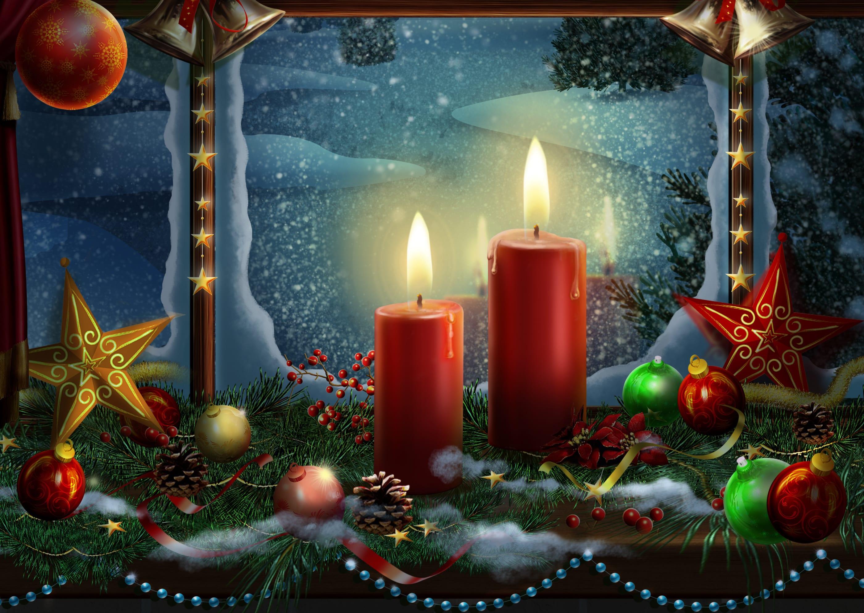 Christmas Decoration Candle Lights Wallpaper and Free