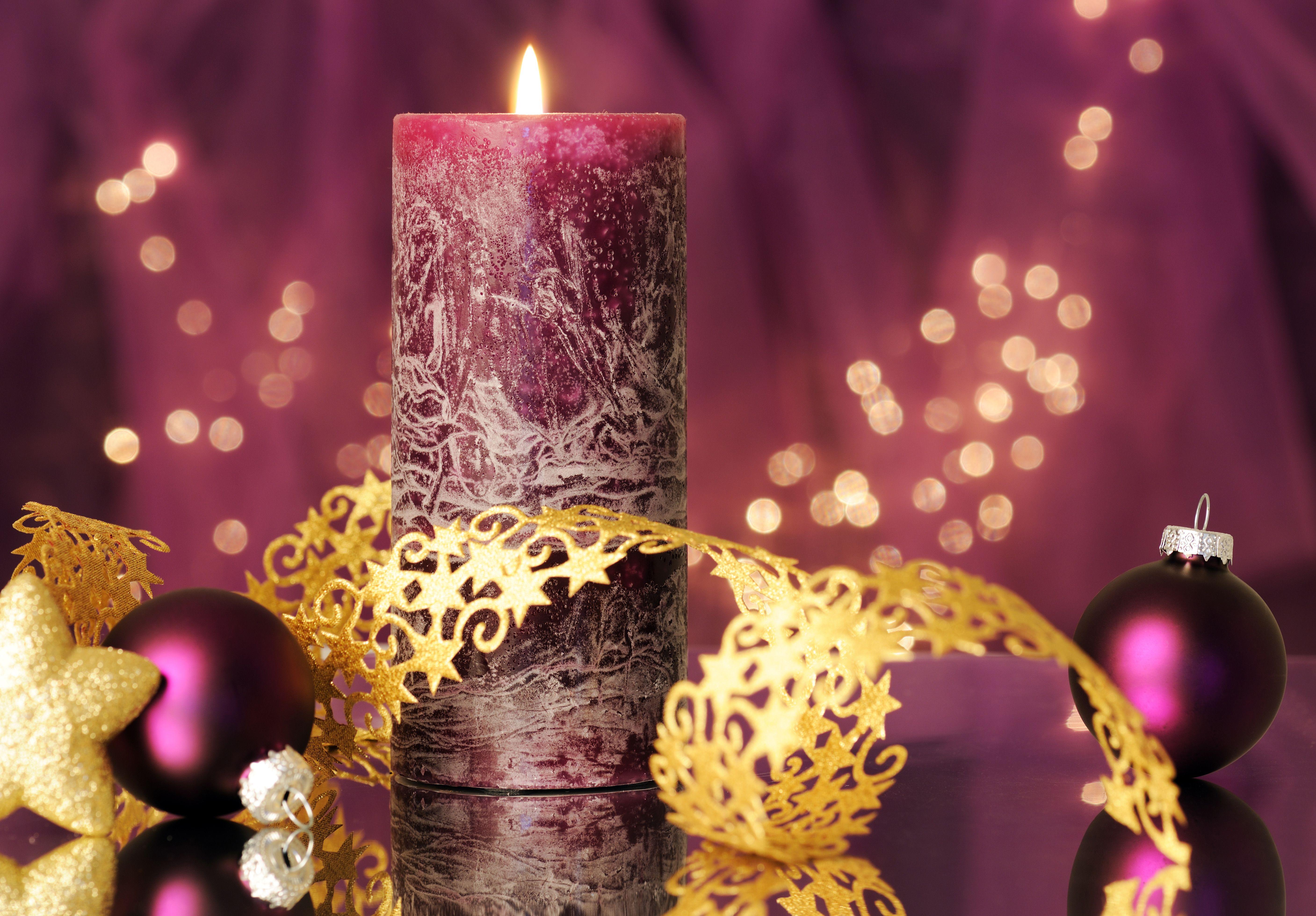 Christmas candle, balls, beautiful, candle, cool, decoration