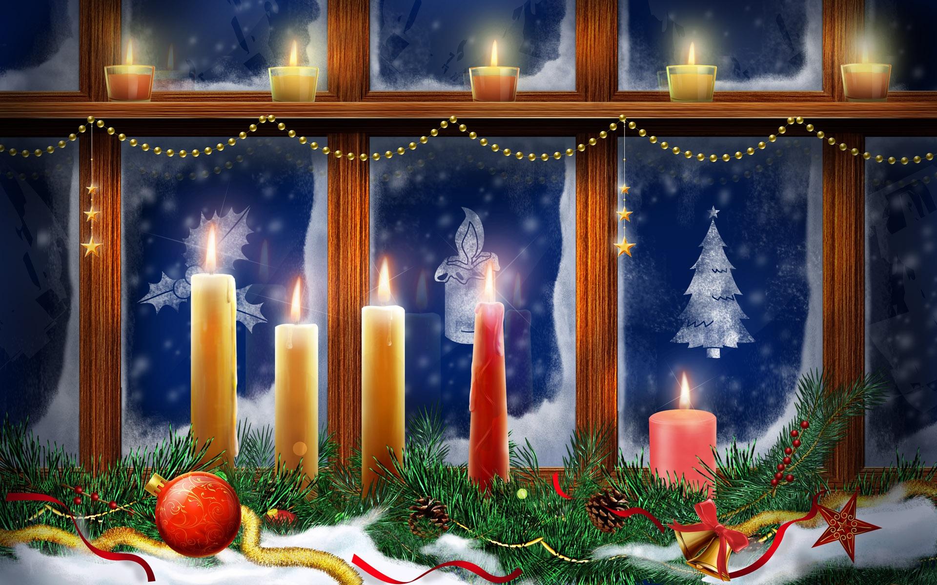 Christmas Lighting Candles Wallpaper in jpg format for free download