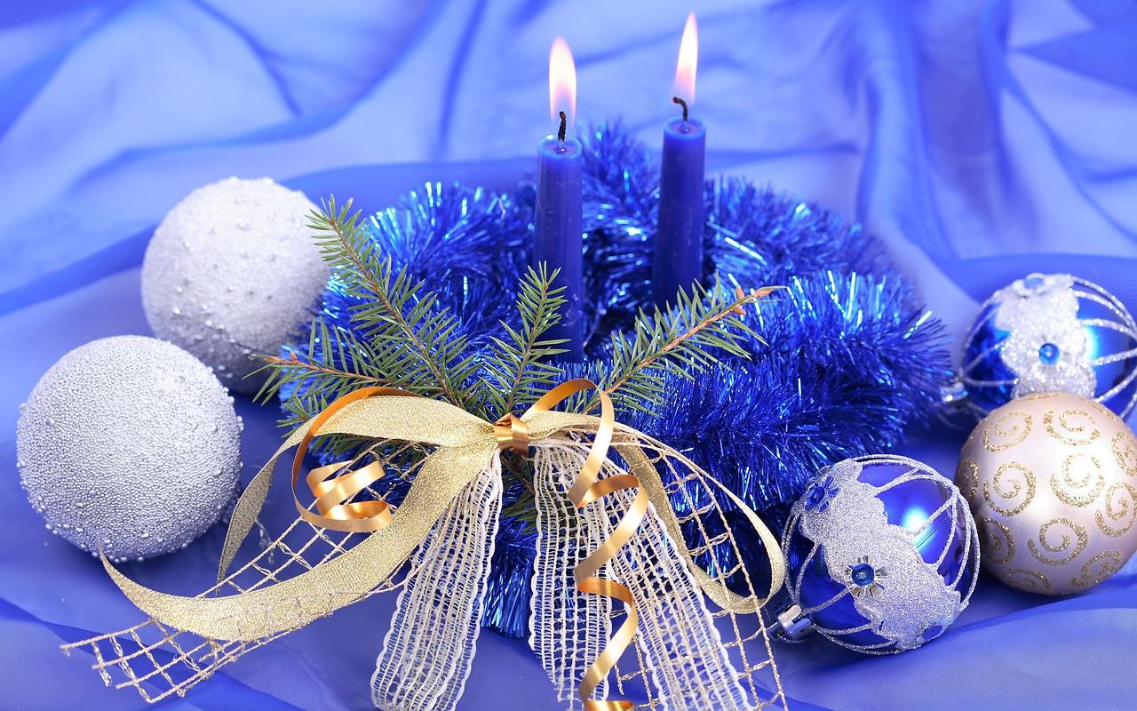 Blue Christmas Candles Free Wallpaper download Free Blue