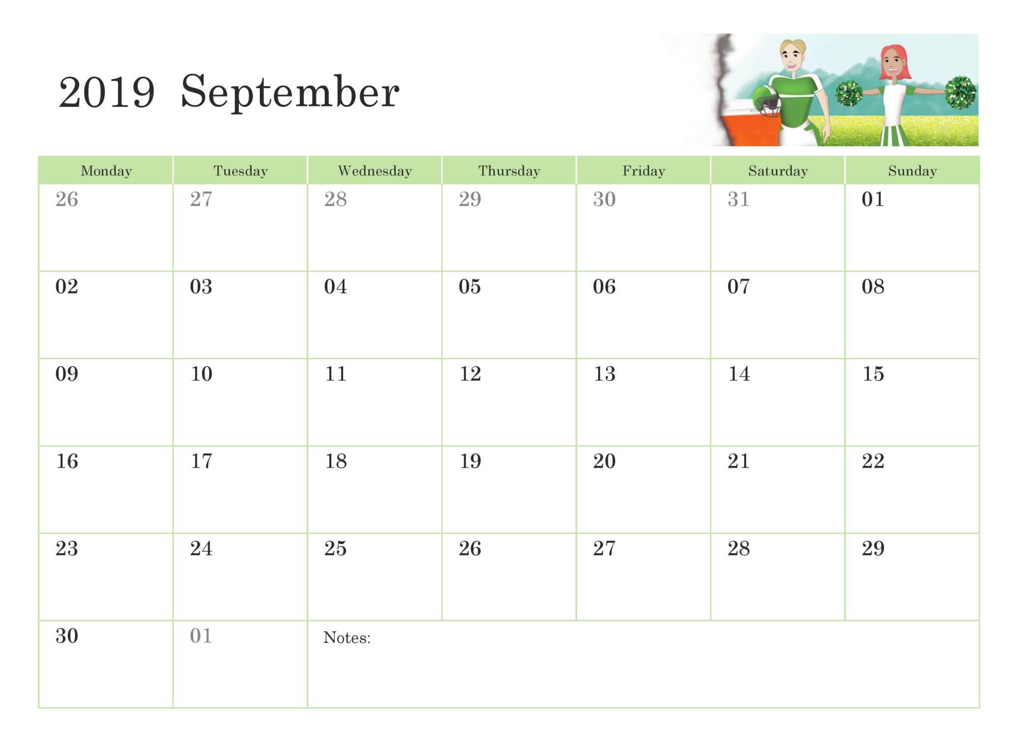 Cute September 2019 Calendar Printable HD Wallpapers Floral Design
