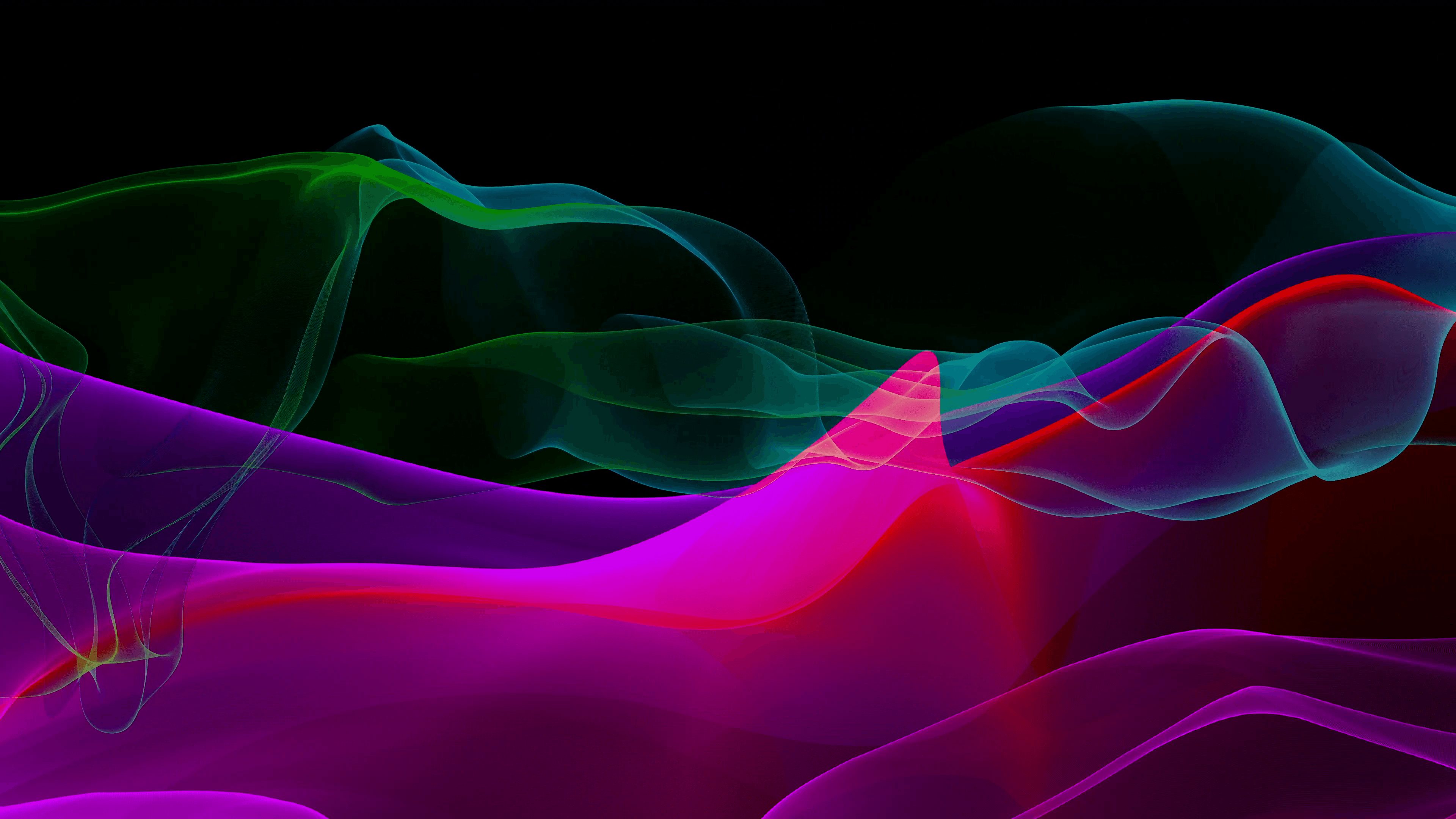 Abstract Wavy Shapes on the dark background. Motion Background