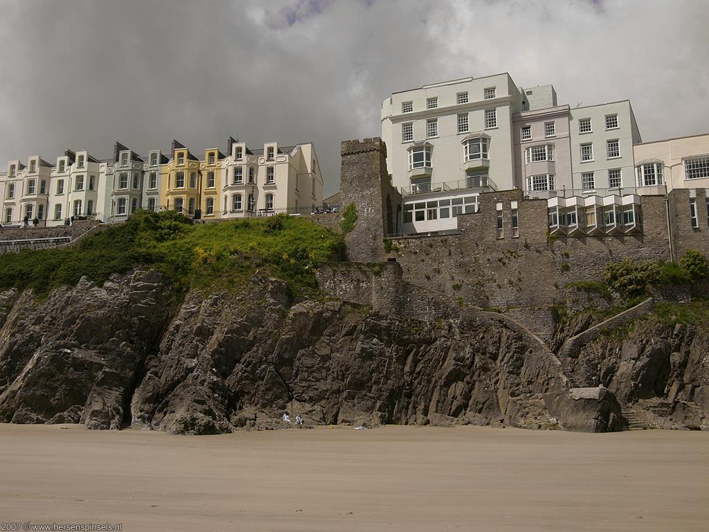 Wallpaper: 'Coastal Village' of the Wales' shoreline al low