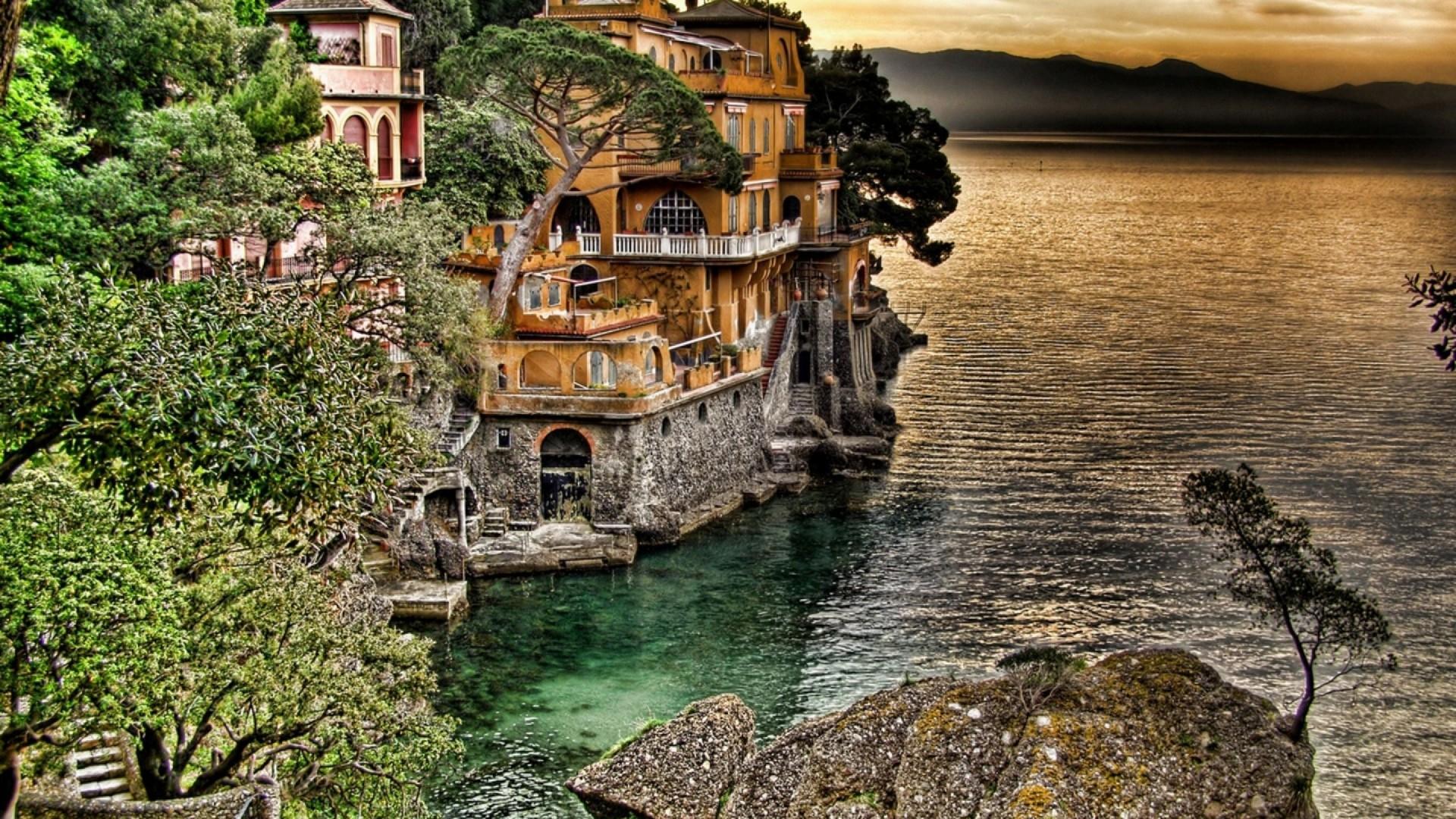 Portofino Village Coast View Wallpaper