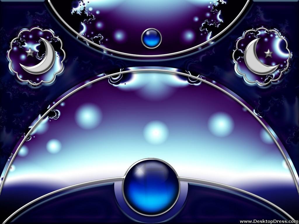 Desktop Wallpaper 3D Background Blue Earth and Silver Moon