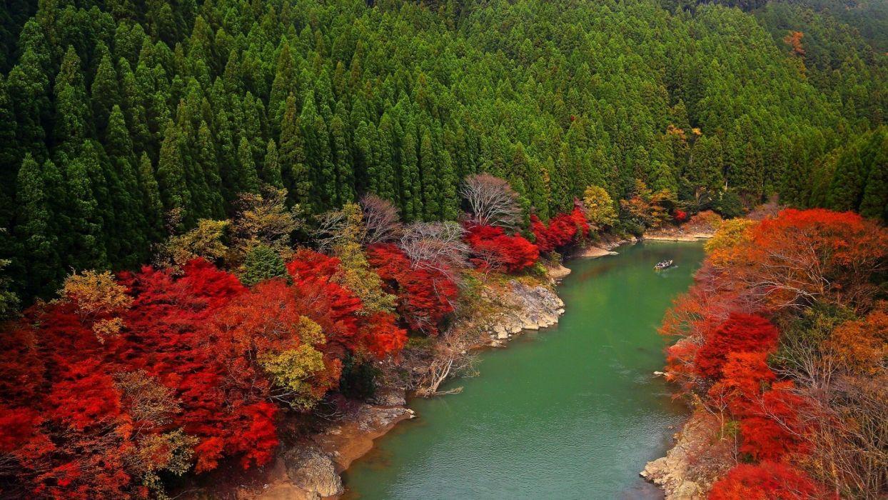 Japanese river forest wallpaperx1080