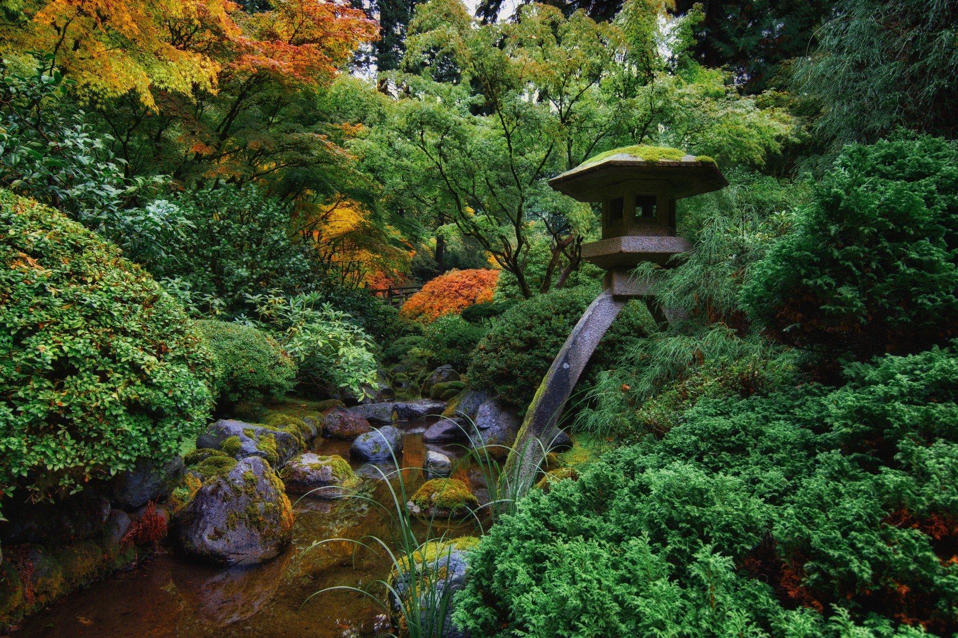 Japanese Garden Garden River Trees wallpaper