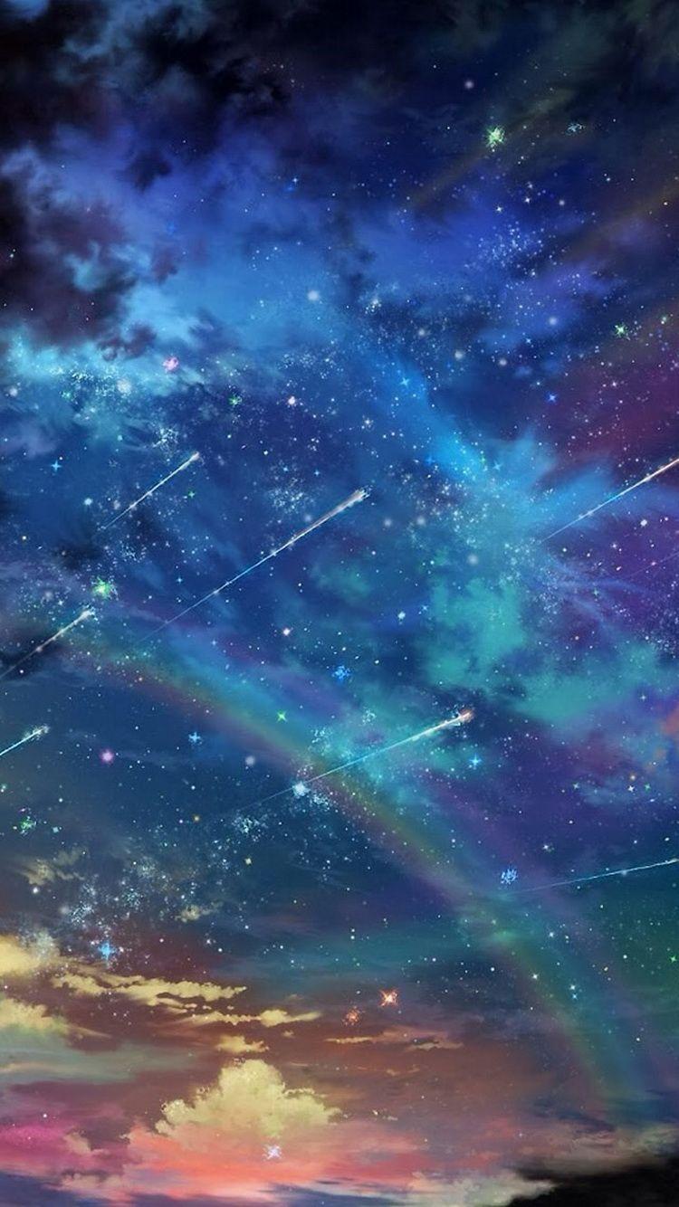 Sunset Rainbow Shooting Stars iPhone 6 Wallpaper wallpaper for iPhone 6 and iPhone 5. Colorful space, Milky way, Sky
