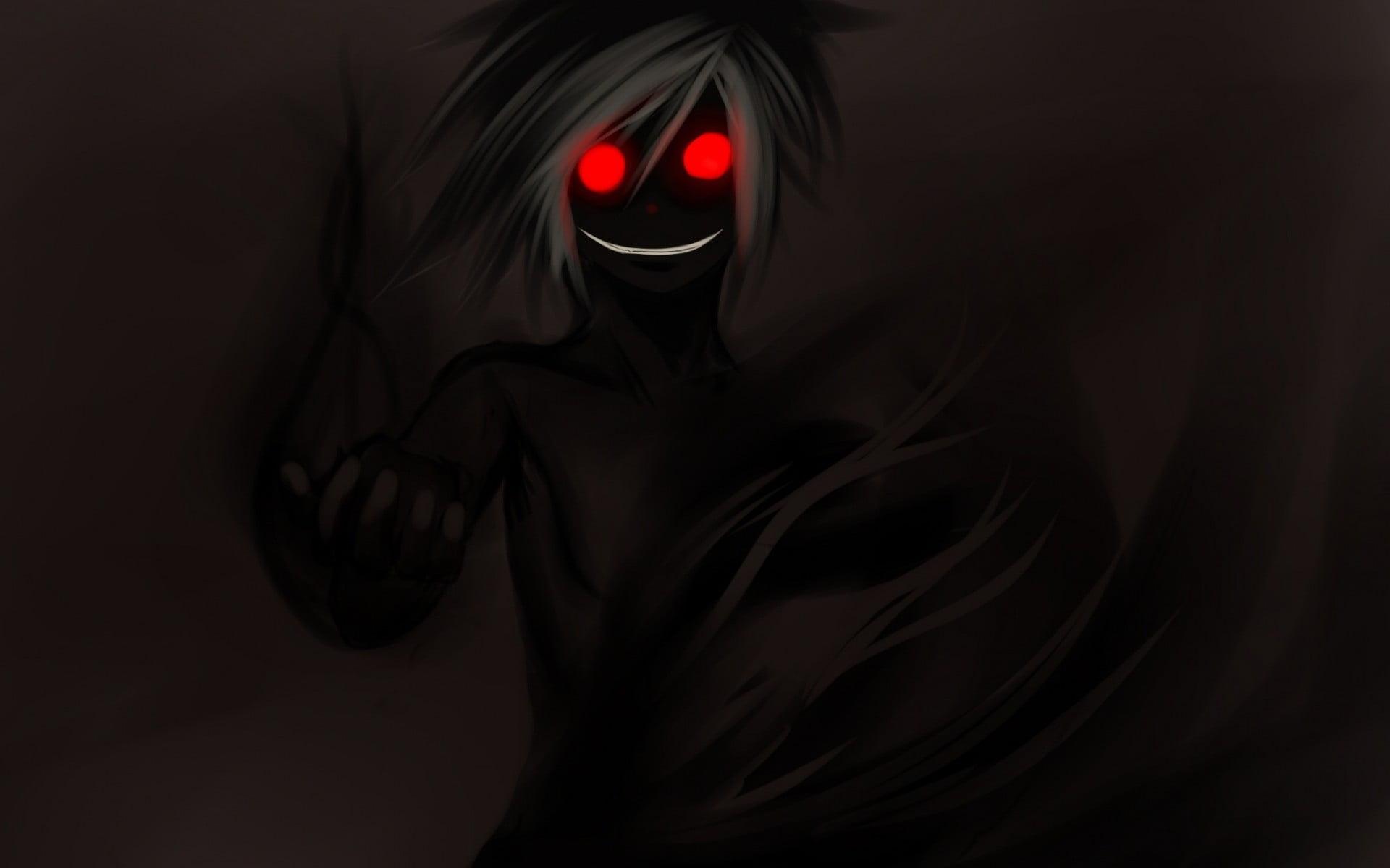 Man shadow with red eyes illustration, manga HD wallpaper