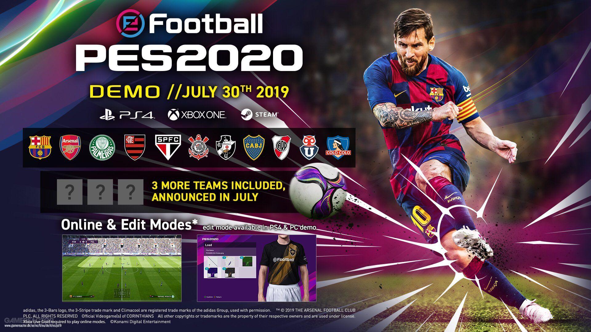 eFootball PES 2020 Demo includes Edit Mode and 14 real teams