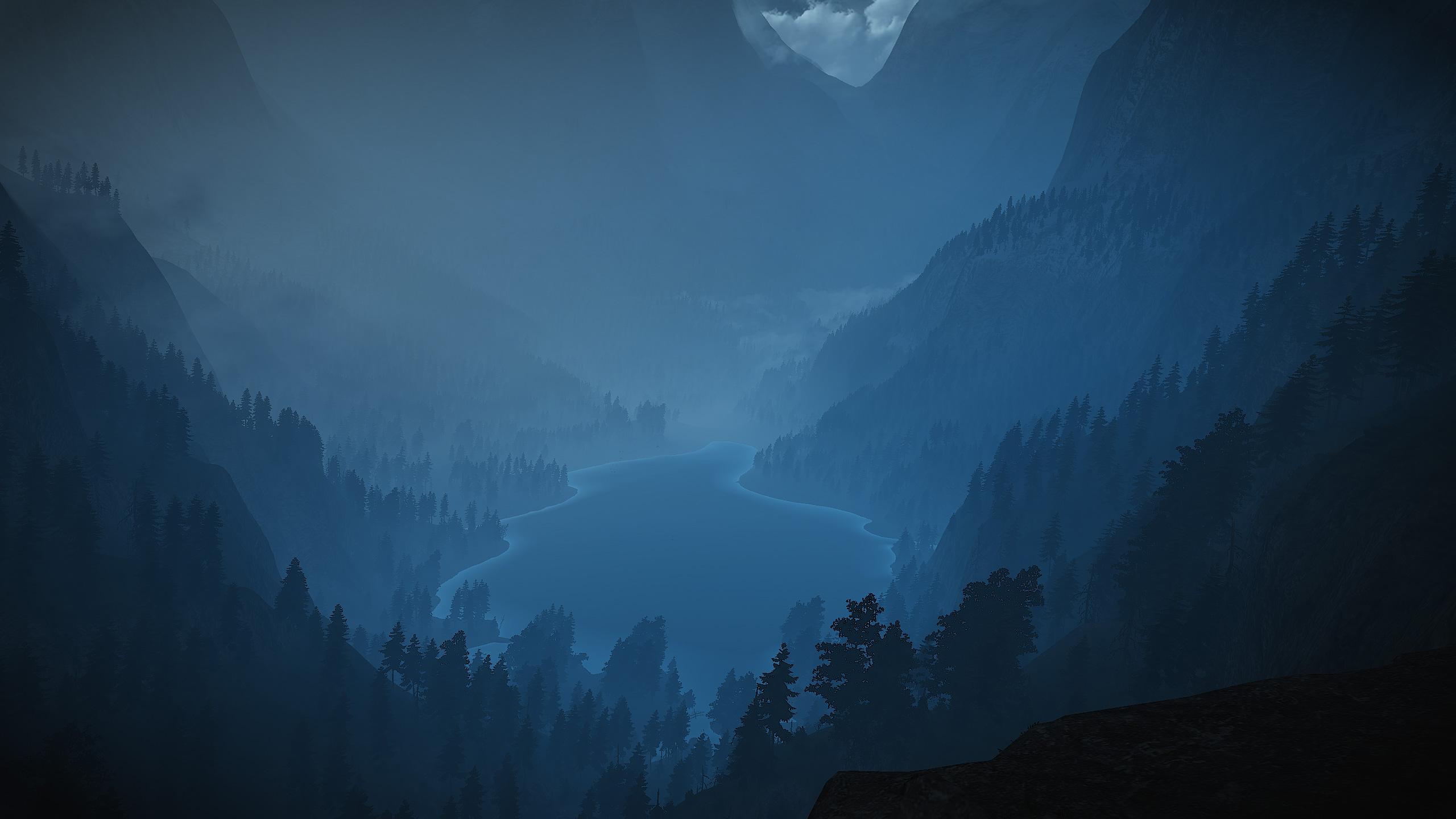 Foggy Lake Minimalism Landscape, HD Artist, 4k Wallpaper, Image