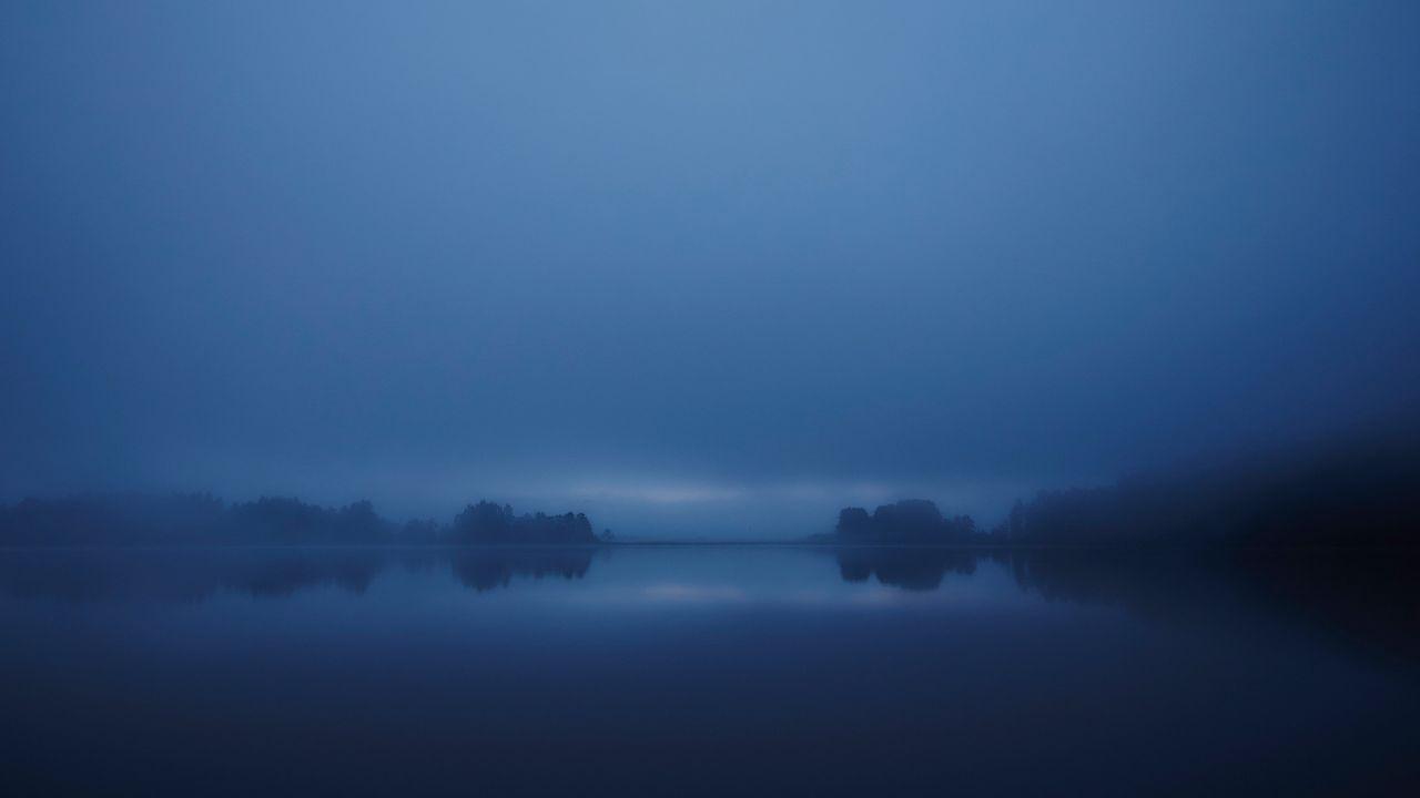 Wallpaper Dark hour, Landscape, Foggy, Lake, HD, Nature