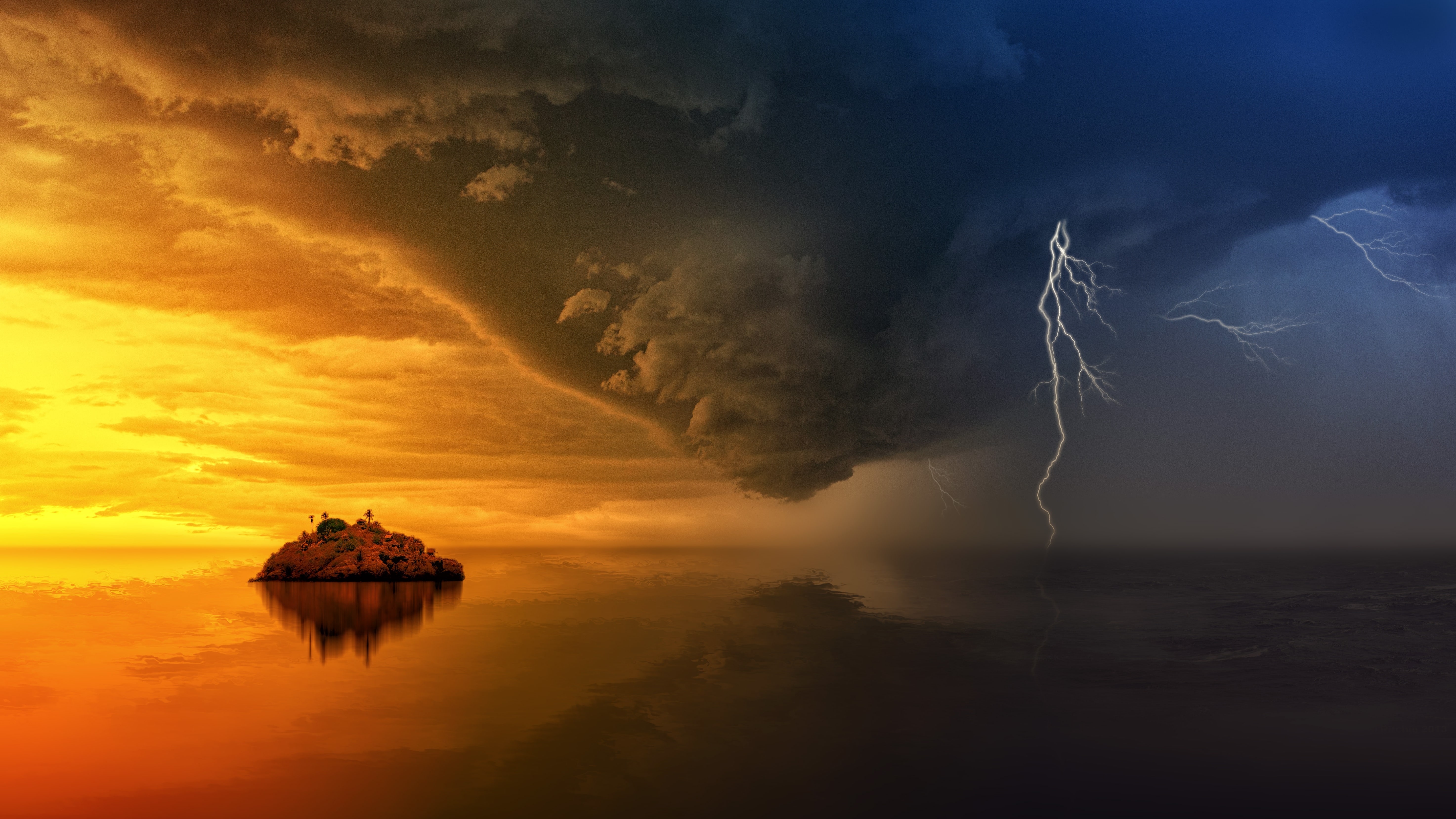 Sunset Nature Sky Dawn Lightning Storm Wallpaper and Free