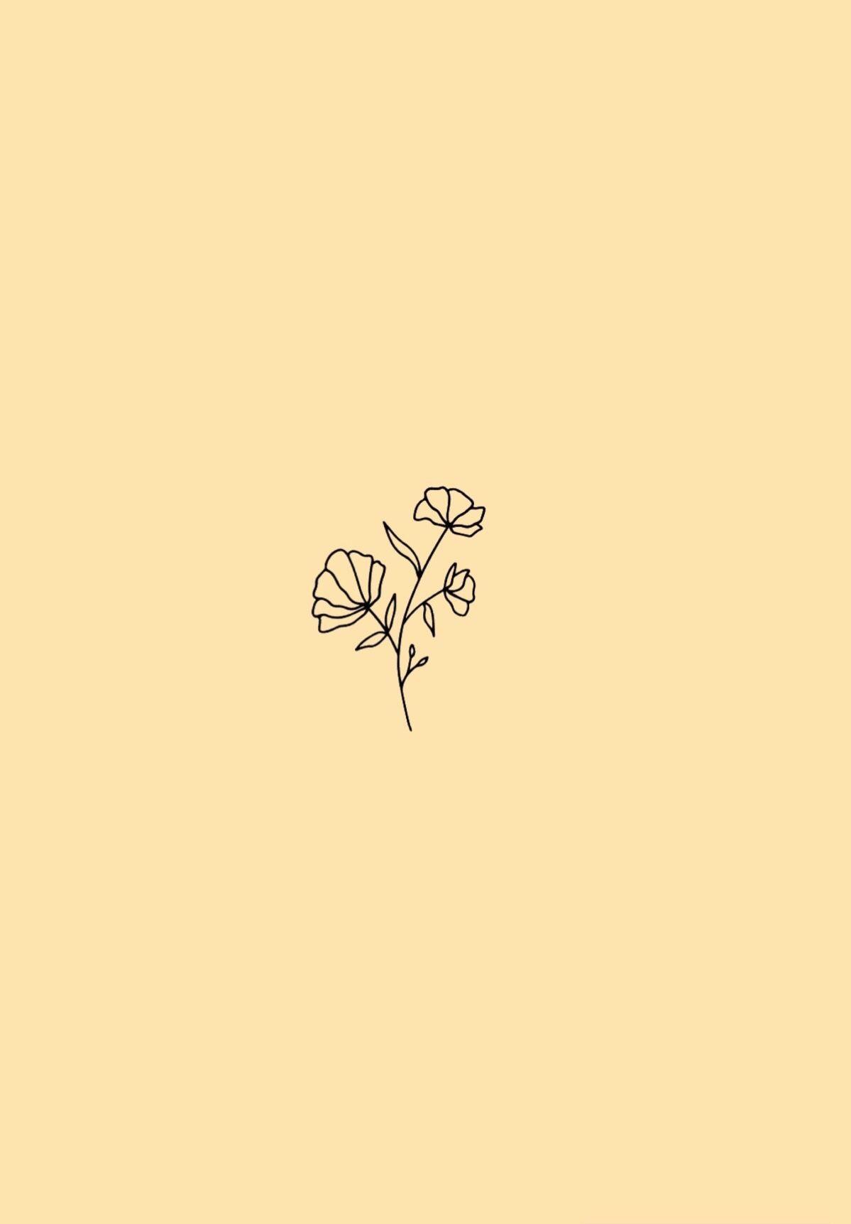 minimalist flower wallpaper; pastel yellow background