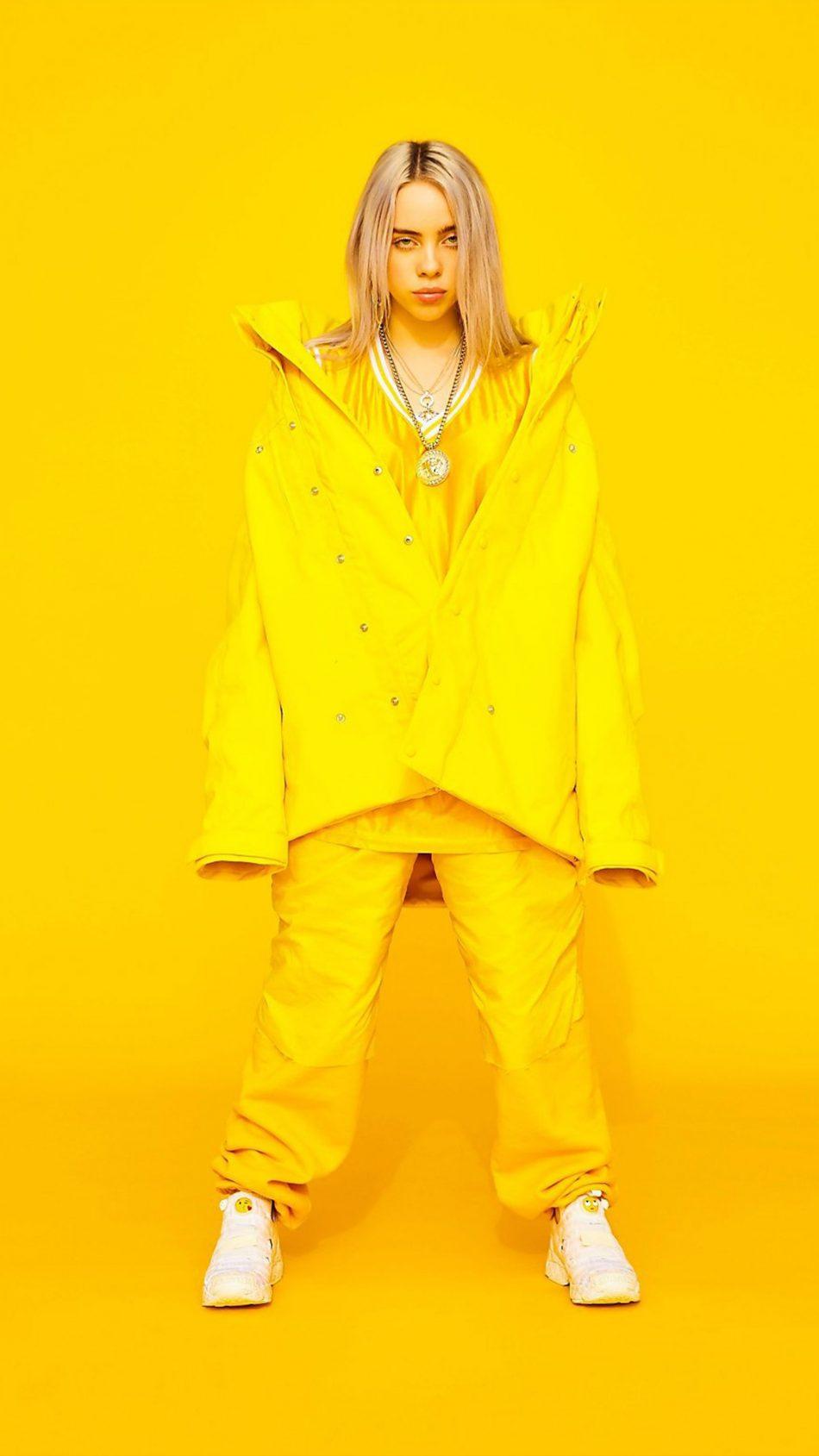 Download Billie Eilish Yellow Background Free Pure 4K Ultra