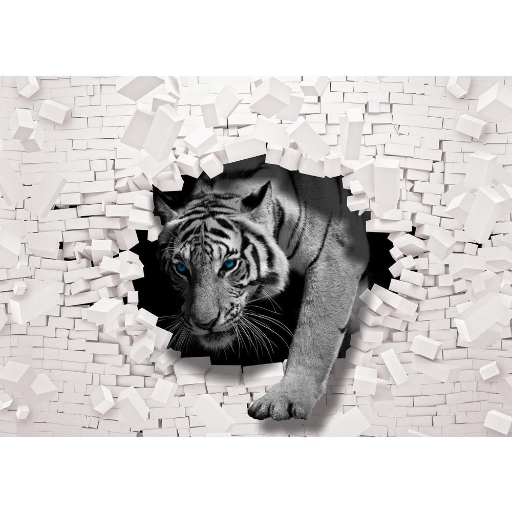 Mural No. 3309. Non Woven Or Paper. Animals Wallpaper Tiger Wall Breakthrough