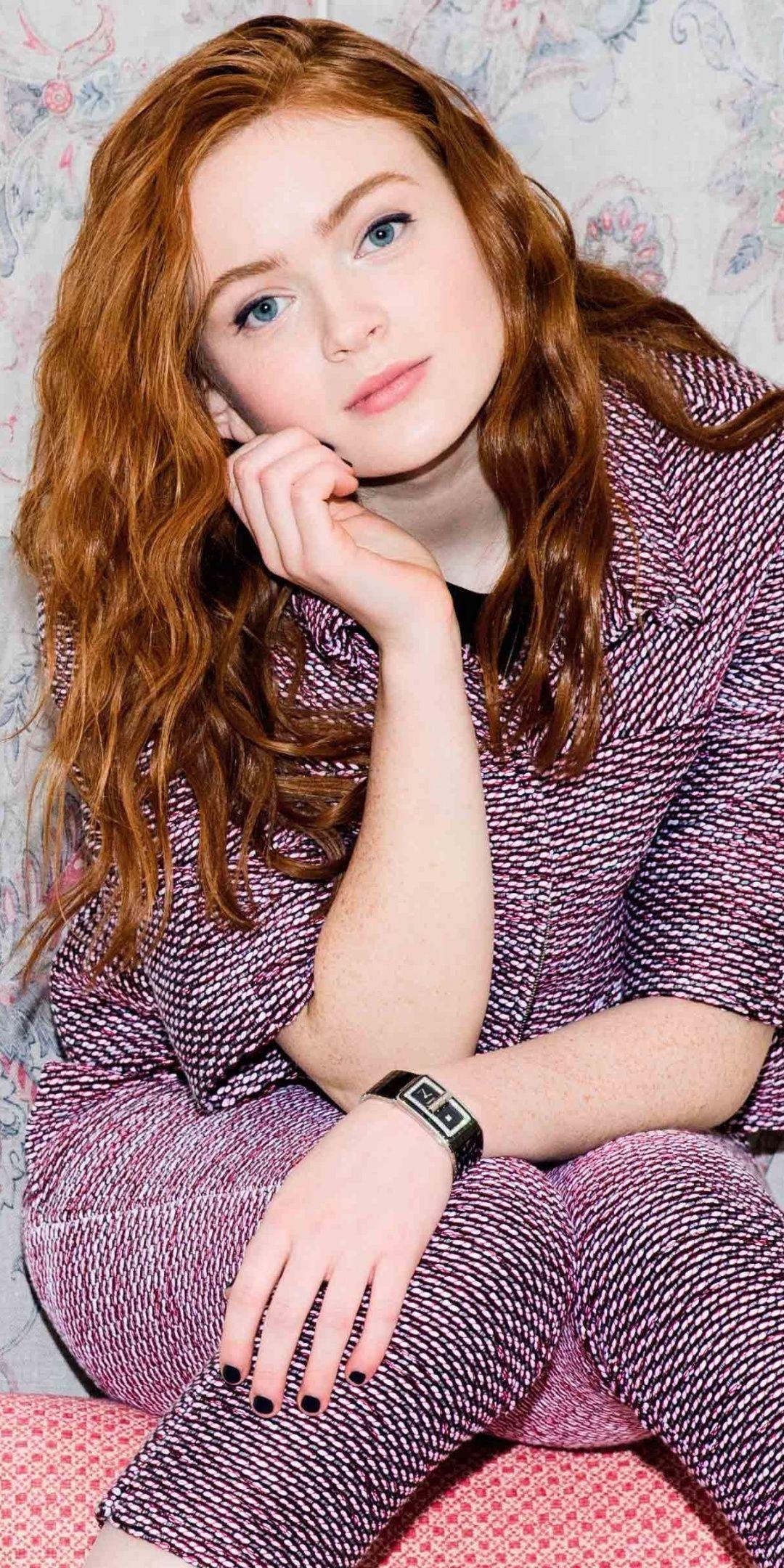 Pretty, redhead, Sadie Sink, 1080x2160 wallpaper. Celebrity