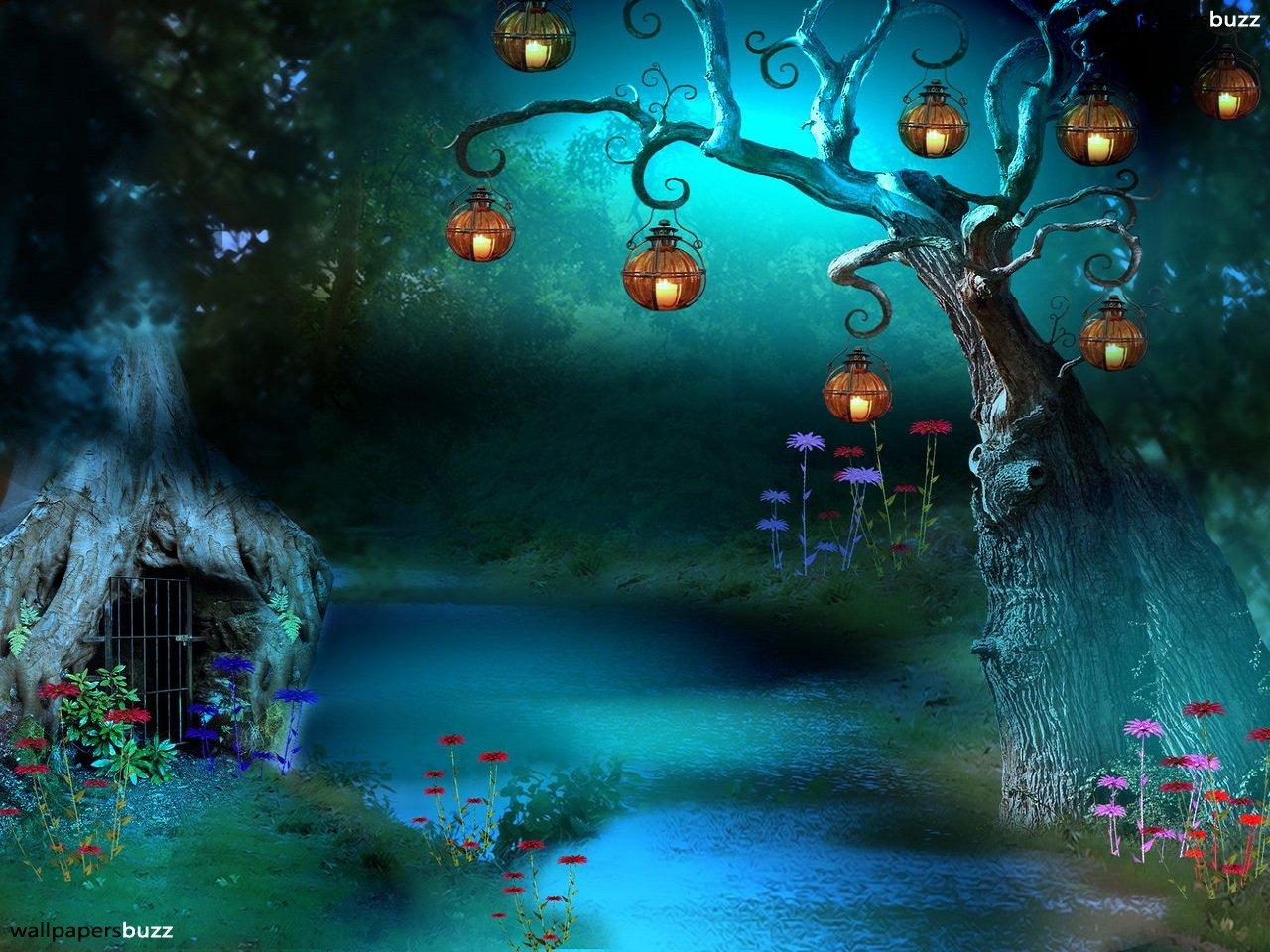 Lanterns Tree HD Wallpaper