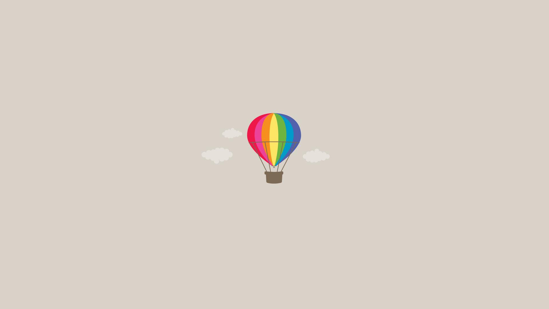 Colorful Hot Air Balloon Simple Minimalistic Desktop Wallpaper