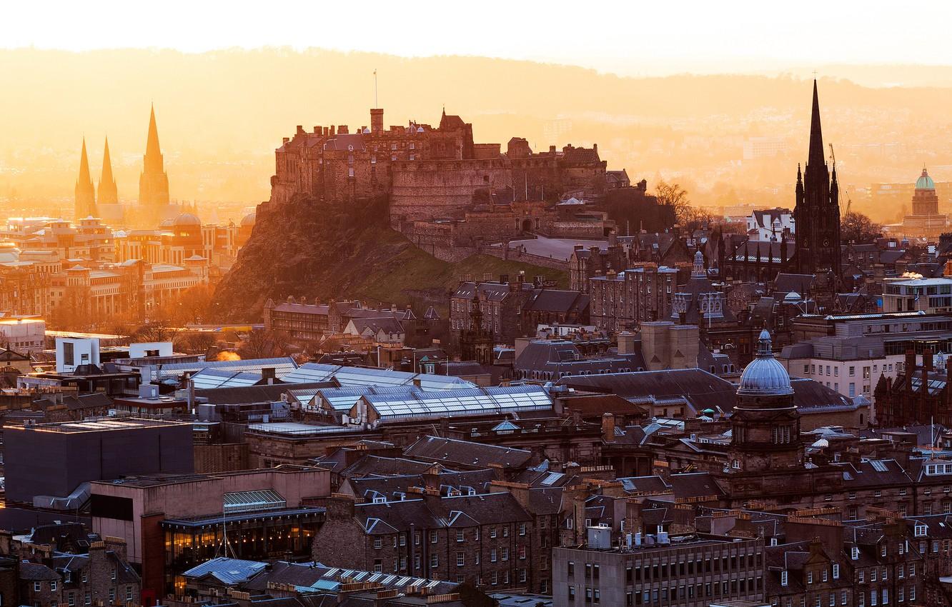 Wallpaper the city, dawn, building, home, morning, roof, Scotland