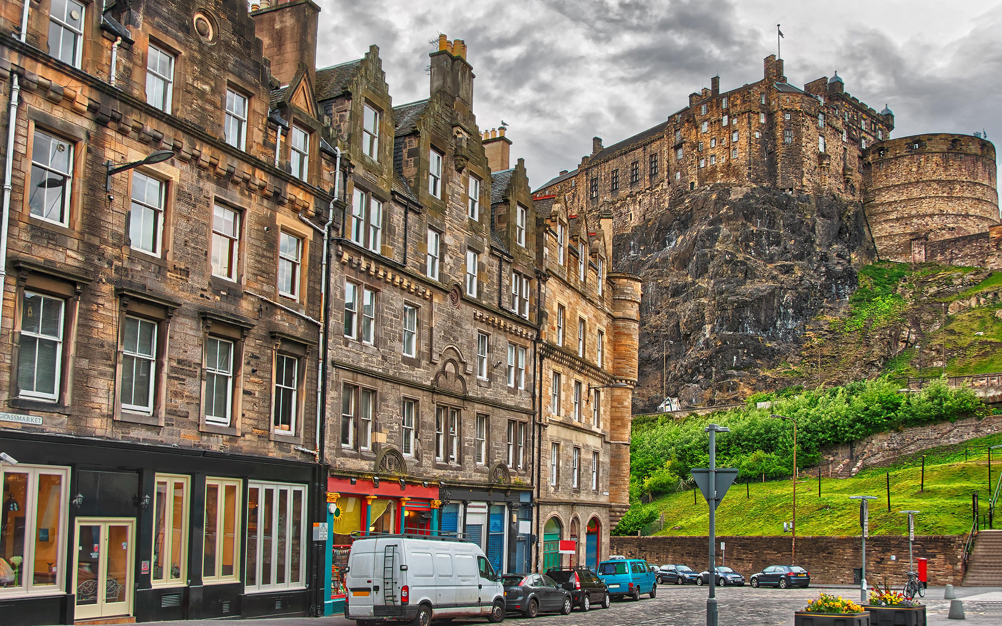Picture Scotland Edinburgh Castle Castles Street Cities 3840x2400