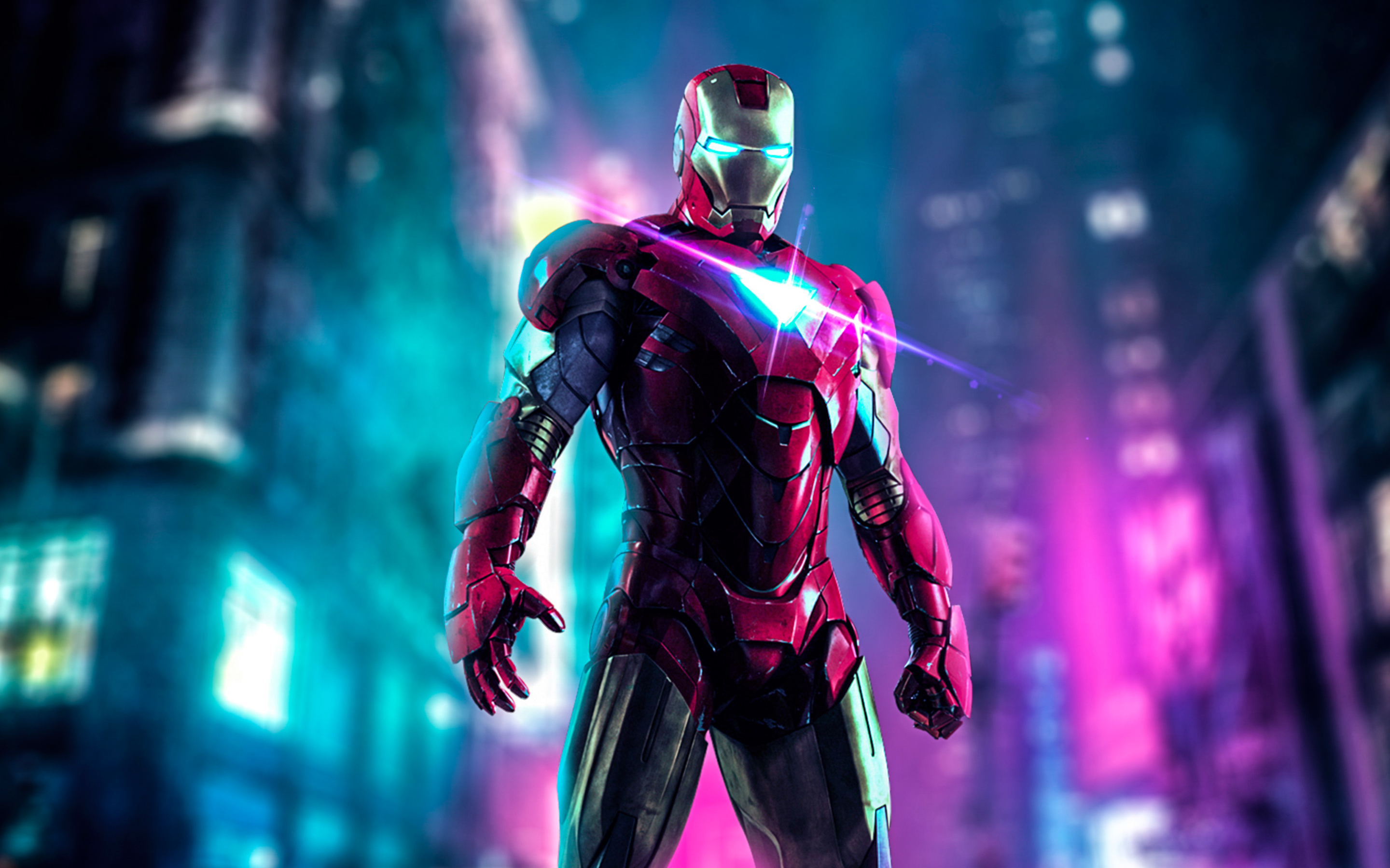 Iron Man Neon Art Macbook Pro Retina HD 4k Wallpaper