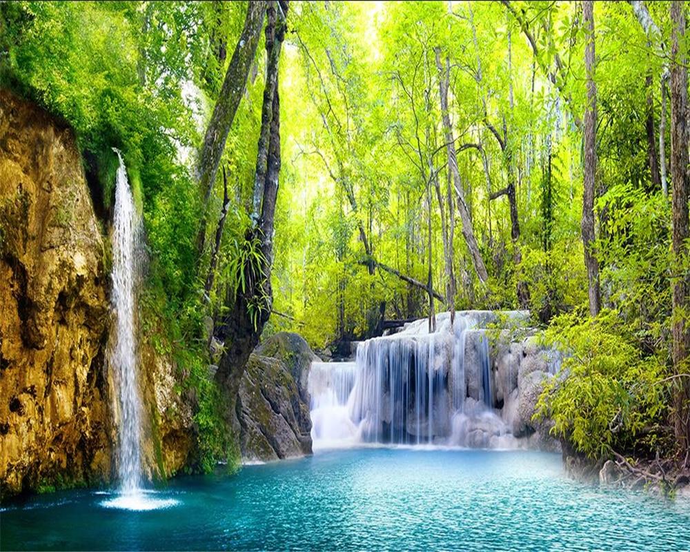 US $8.1 46% OFF. Beibehang 3D Wallpaper HD Waterfall Scenery Picture Wall Paper 3 D Sitting Room The Bedroom TV Setting Wallpaper For Walls 3 D In