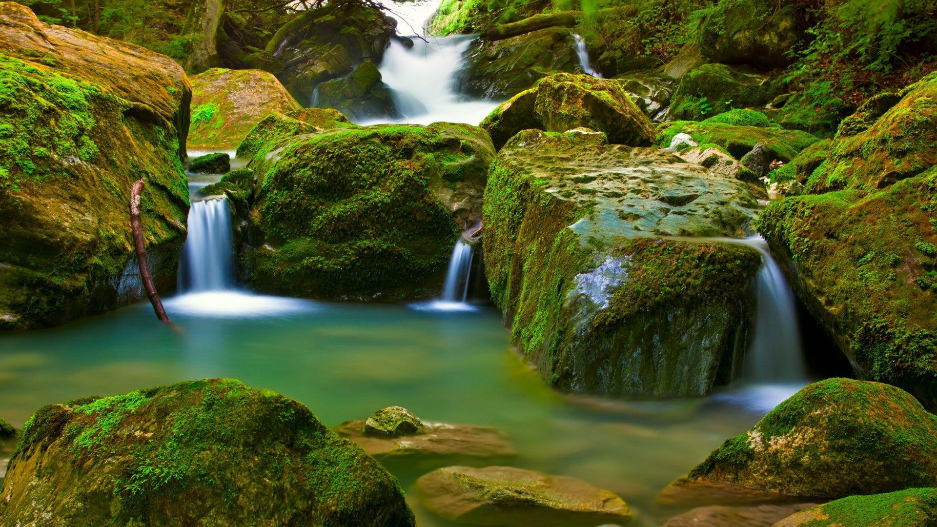 hd pics photo nature rocks waterfall scenery HD quality desktop