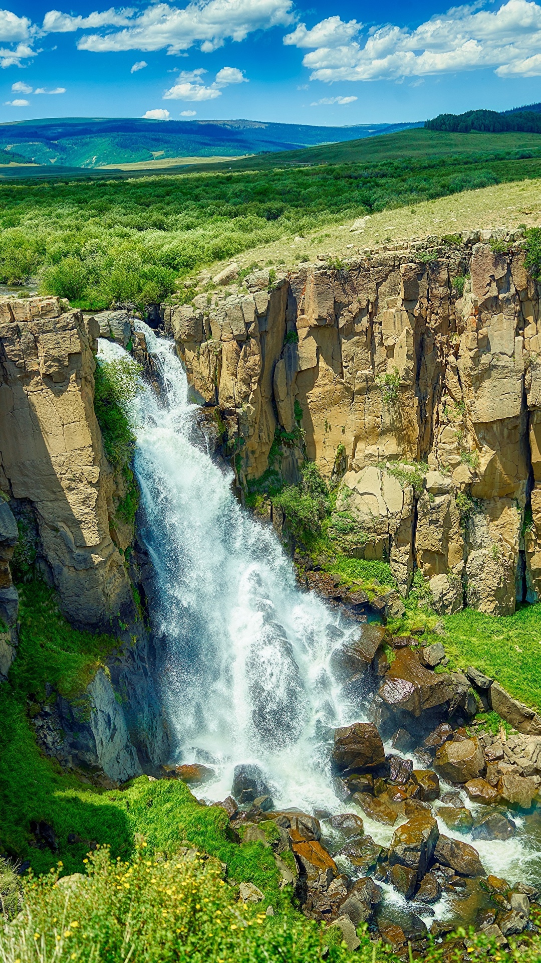 Desktop Wallpaper USA Colorado Cliff Nature Waterfalls 1080x1920