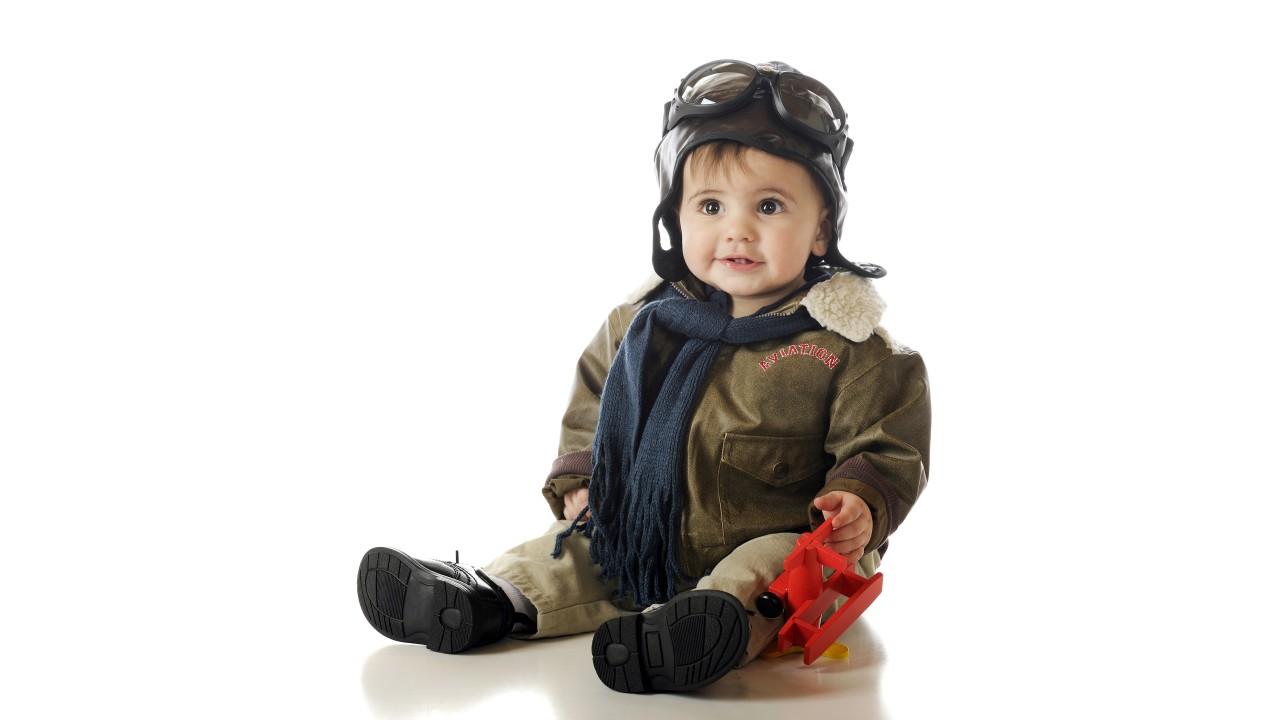 Wallpaper Cute baby boy, Pilot, Outfit, Toy plane, 5K, Cute